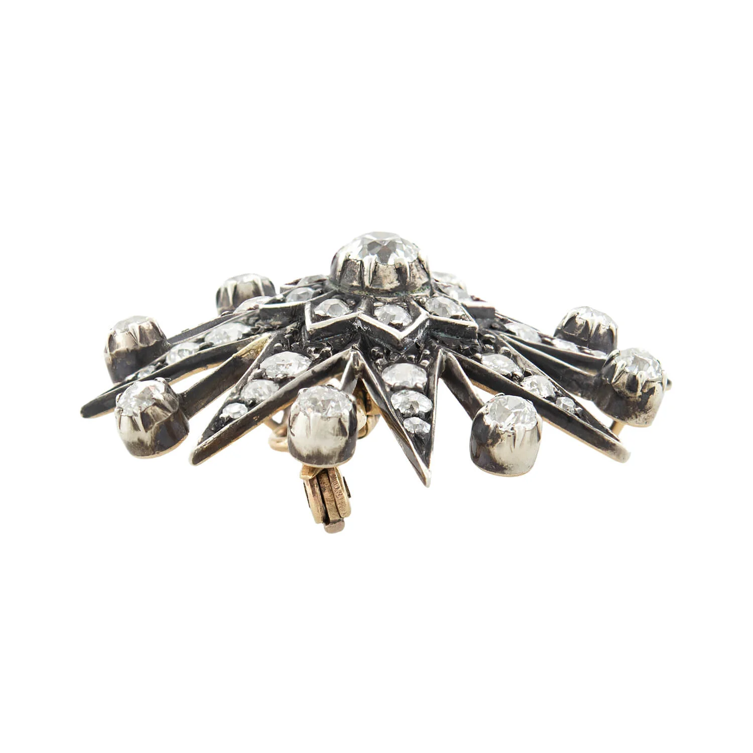 Victorian 15kt/Sterling Topped Diamond Starburst Pin/Pendant 3.0ctw - Image 2