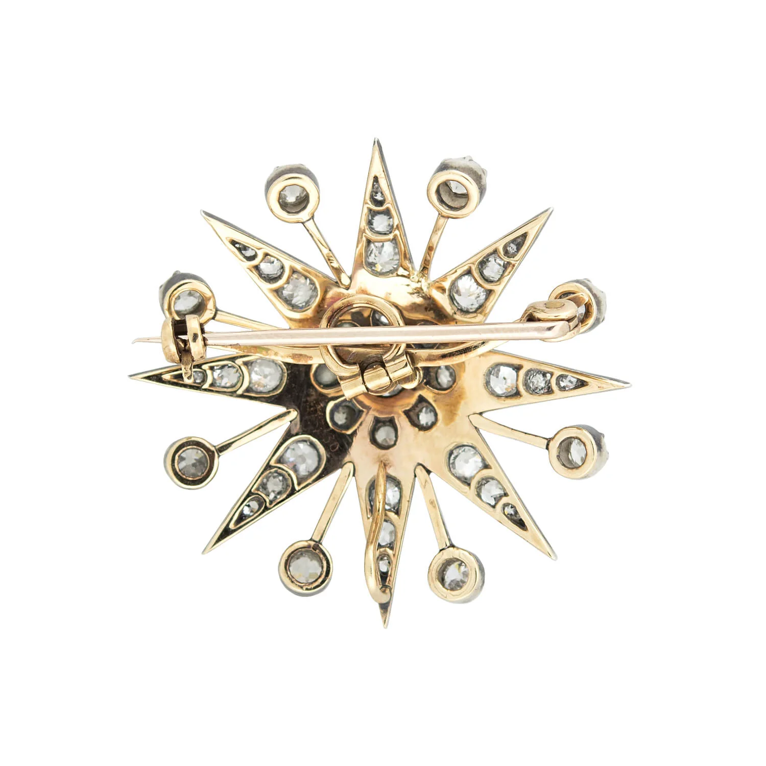 Victorian 15kt/Sterling Topped Diamond Starburst Pin/Pendant 3.0ctw - Image 3