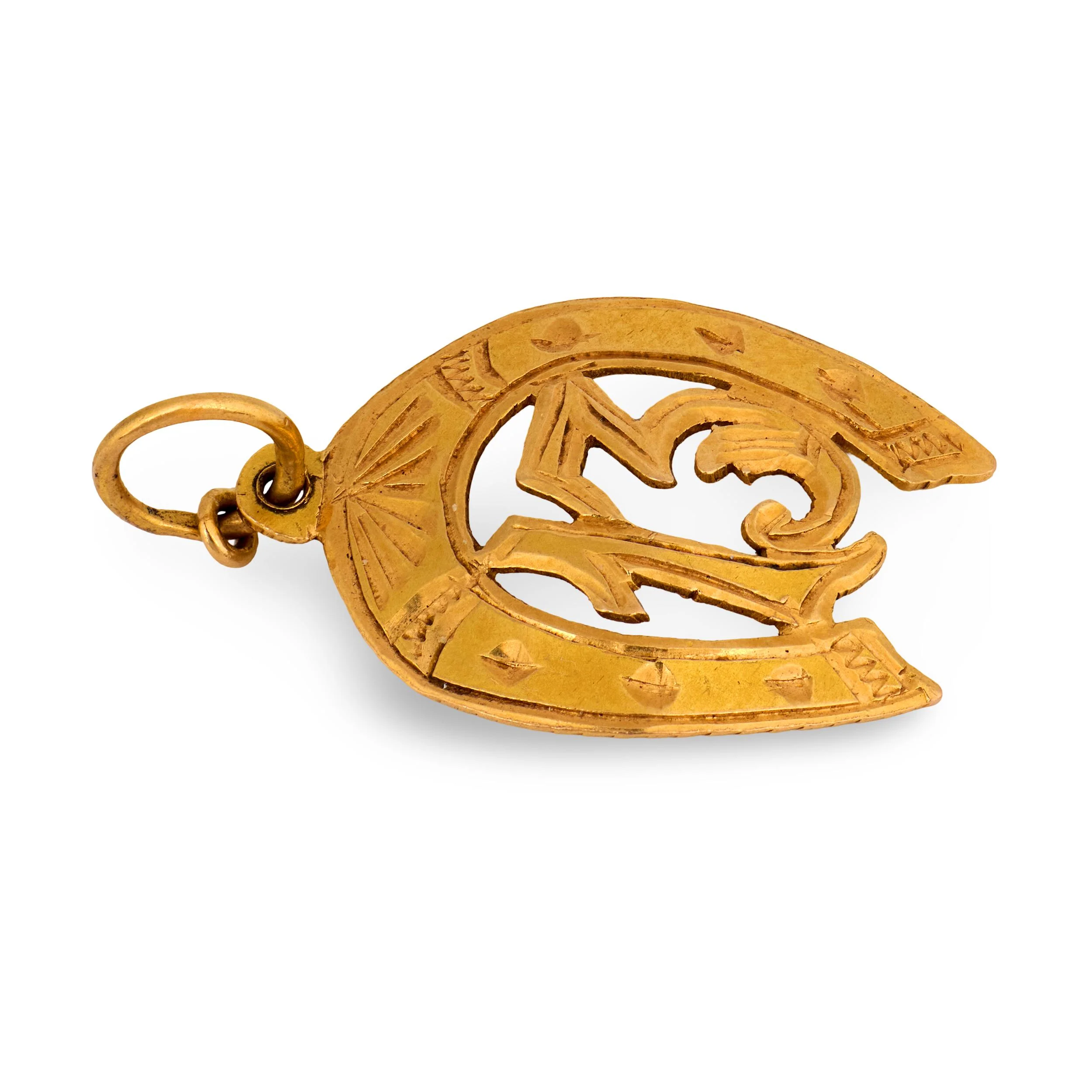 Victorian 18k "13" Horseshoe-Motif Pendant/Charm - Image 5