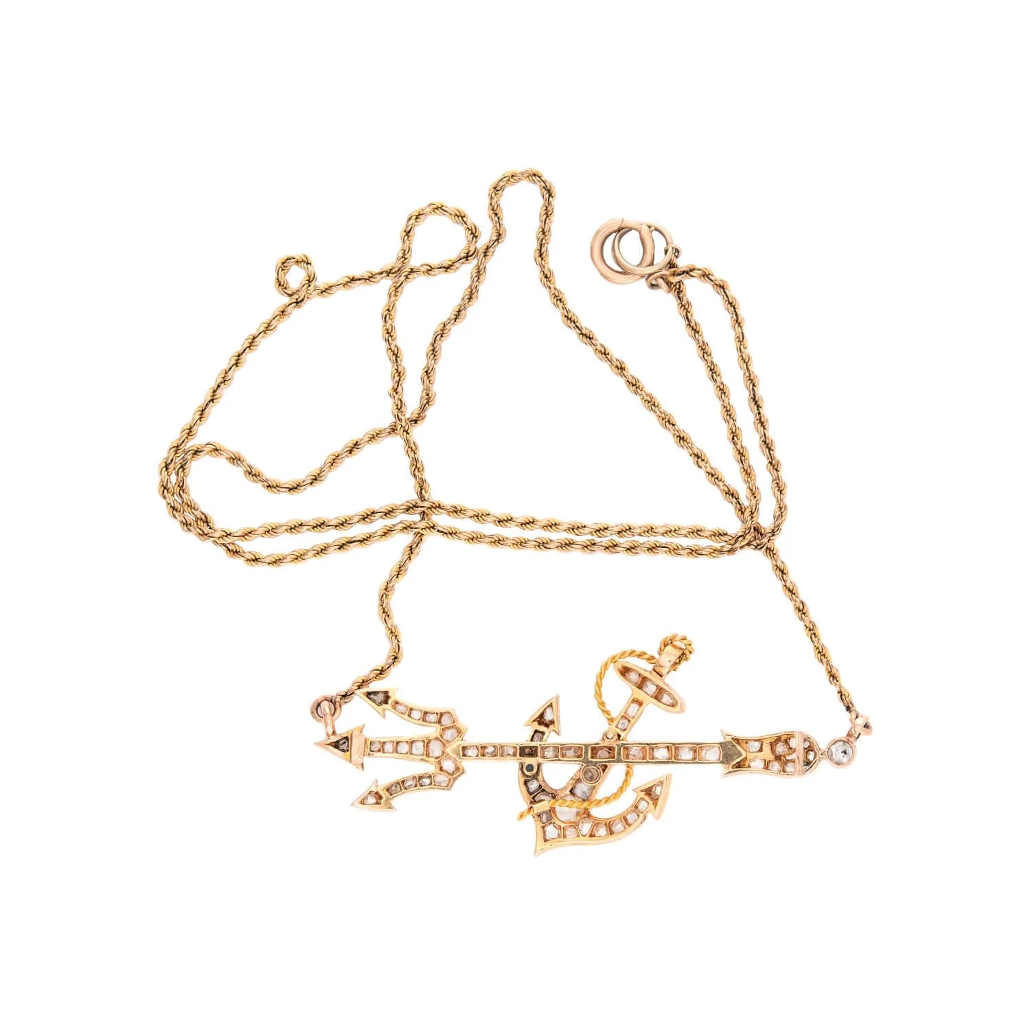 Victorian 18k Diamond Anchor and Trident Necklace - Image 4