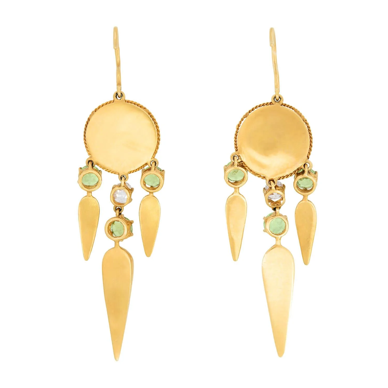Victorian 18k Diamond and Demantoid Dangle Earrings - Image 3