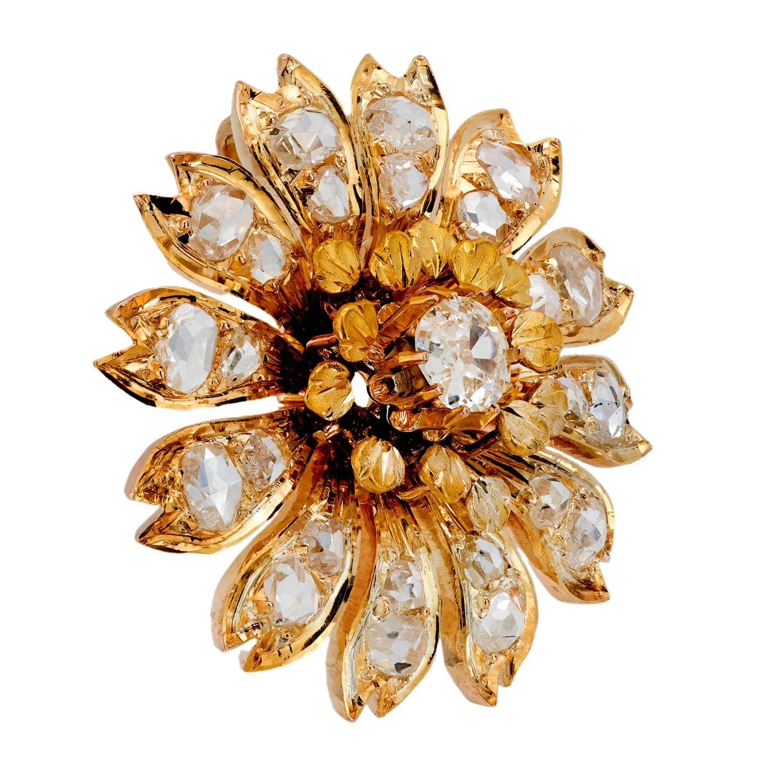 Victorian 18k 1.60ctw Rose & Mine Cut Diamond Floral Pendant - Image 2