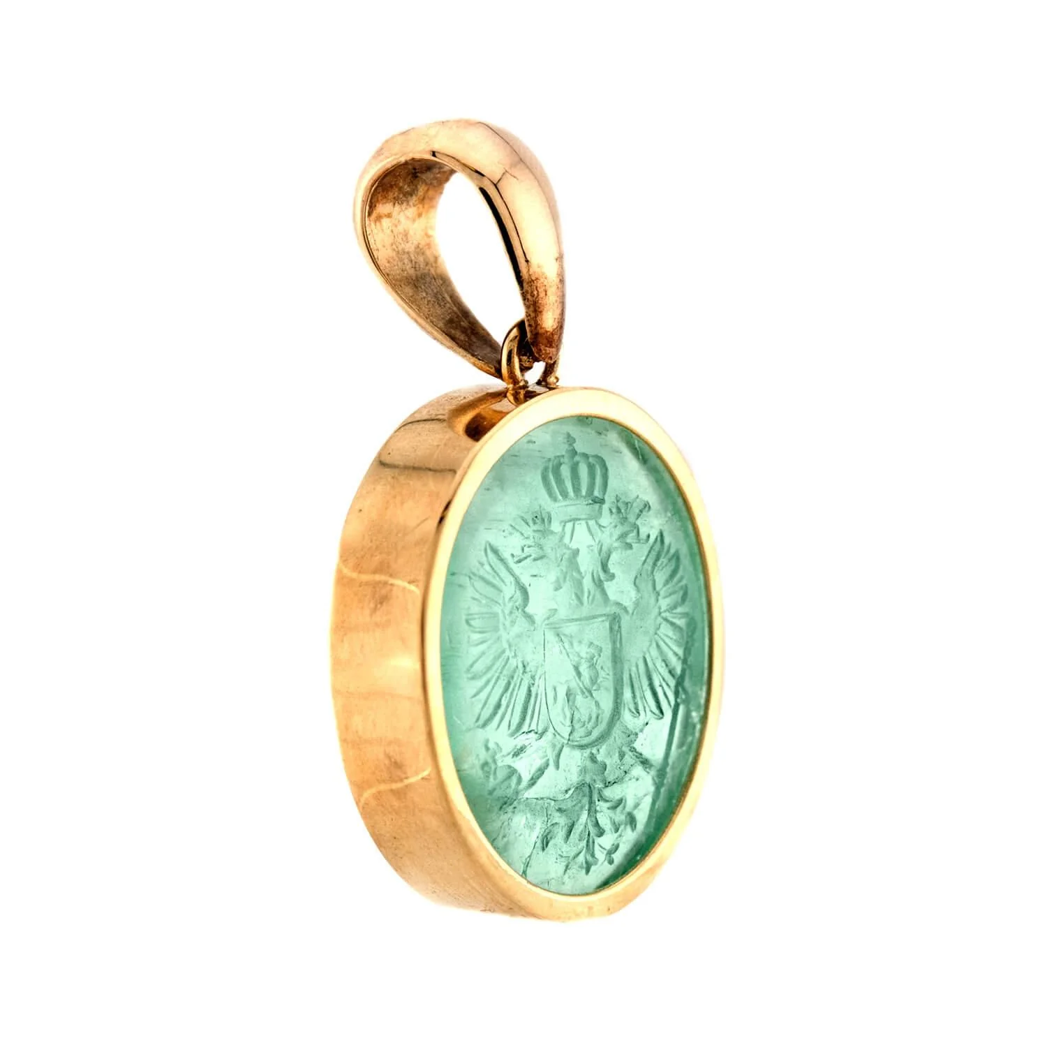 Victorian 18k Emerald Intaglio Pendant - Image 4