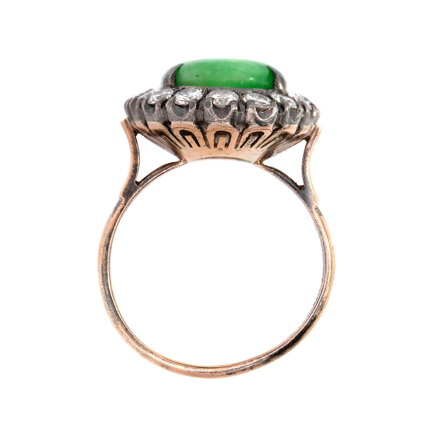 Victorian 18k Jade + Diamond Cocktail Ring - Image 3