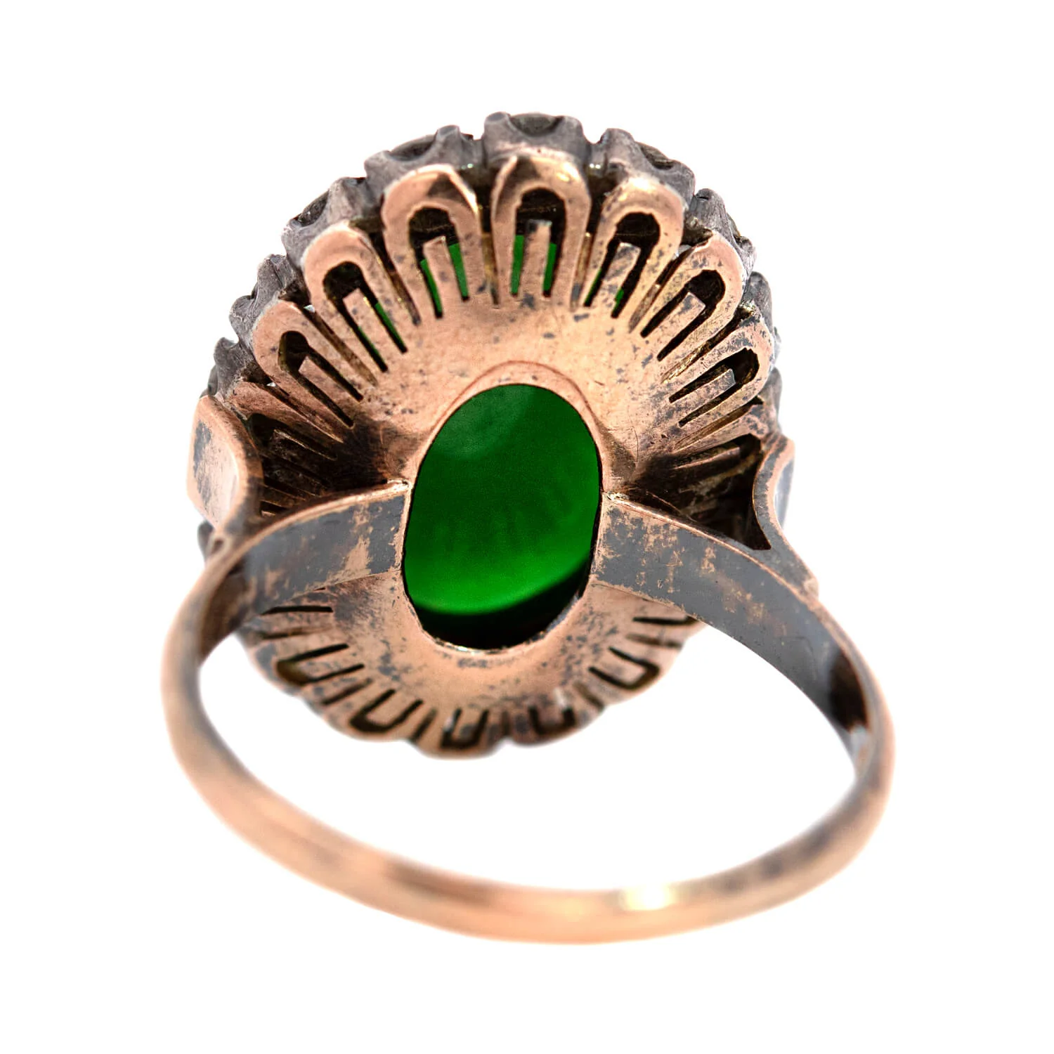 Victorian 18k Jade + Diamond Cocktail Ring - Image 5
