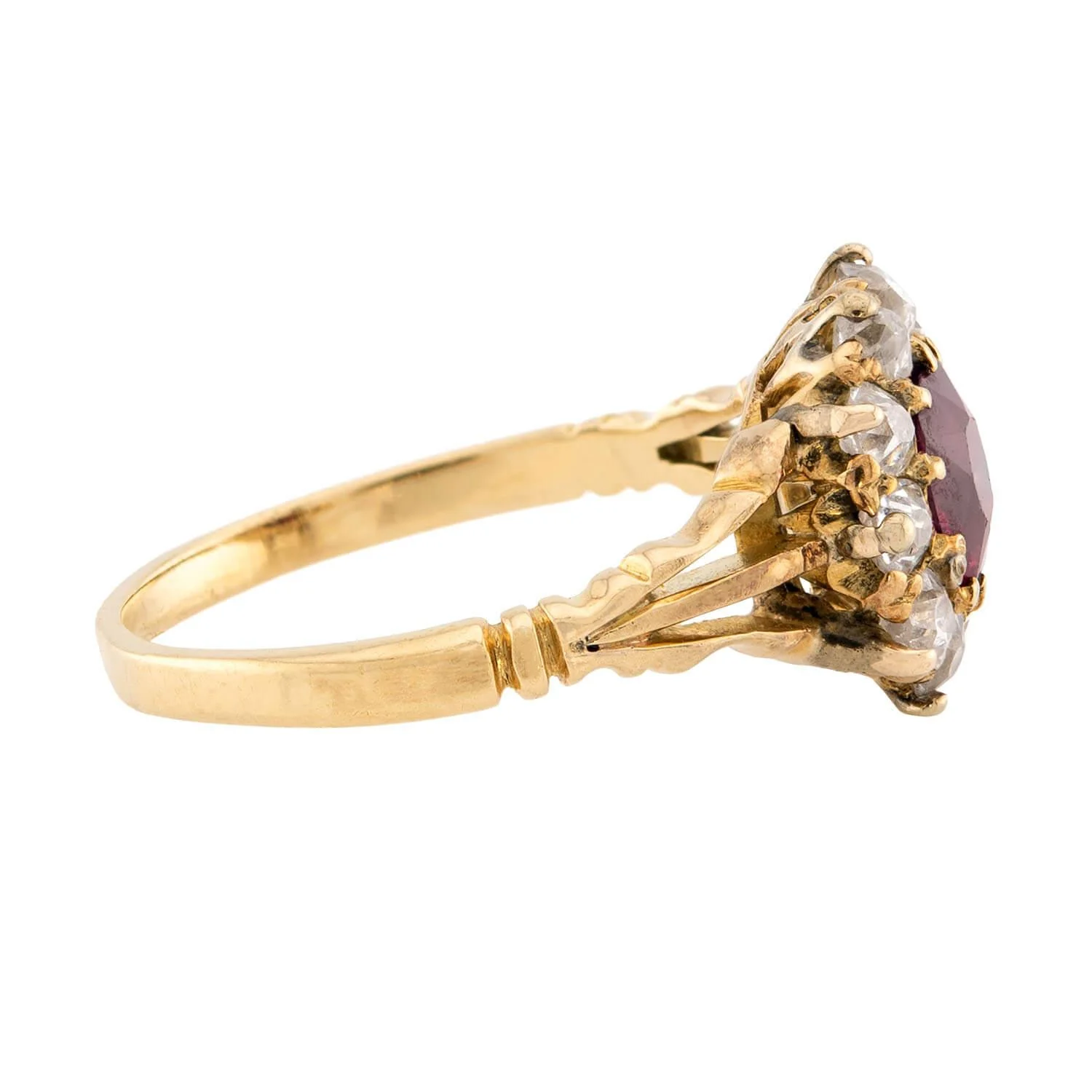 Victorian 18k Ruby & Diamond Halo Ring - Image 3