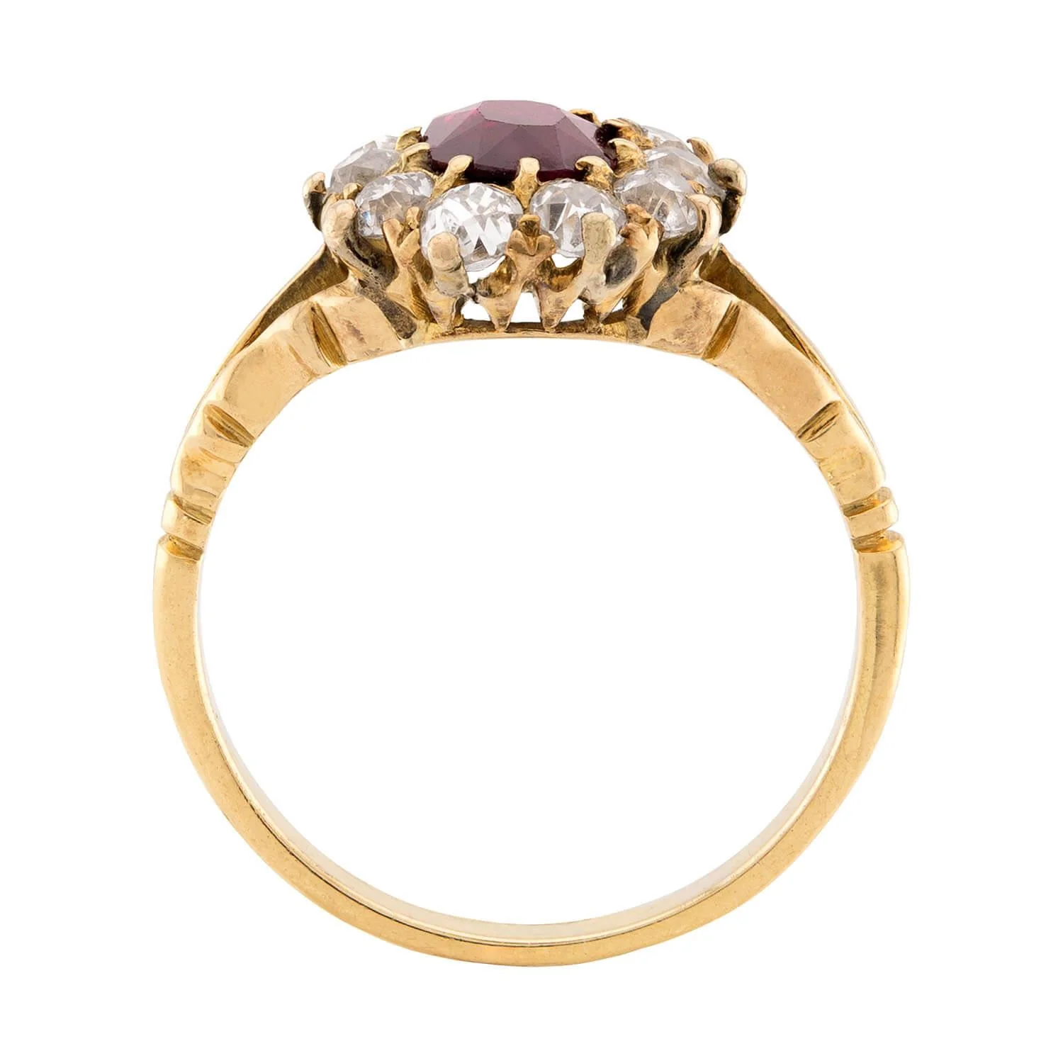 Victorian 18k Ruby & Diamond Halo Ring - Image 4