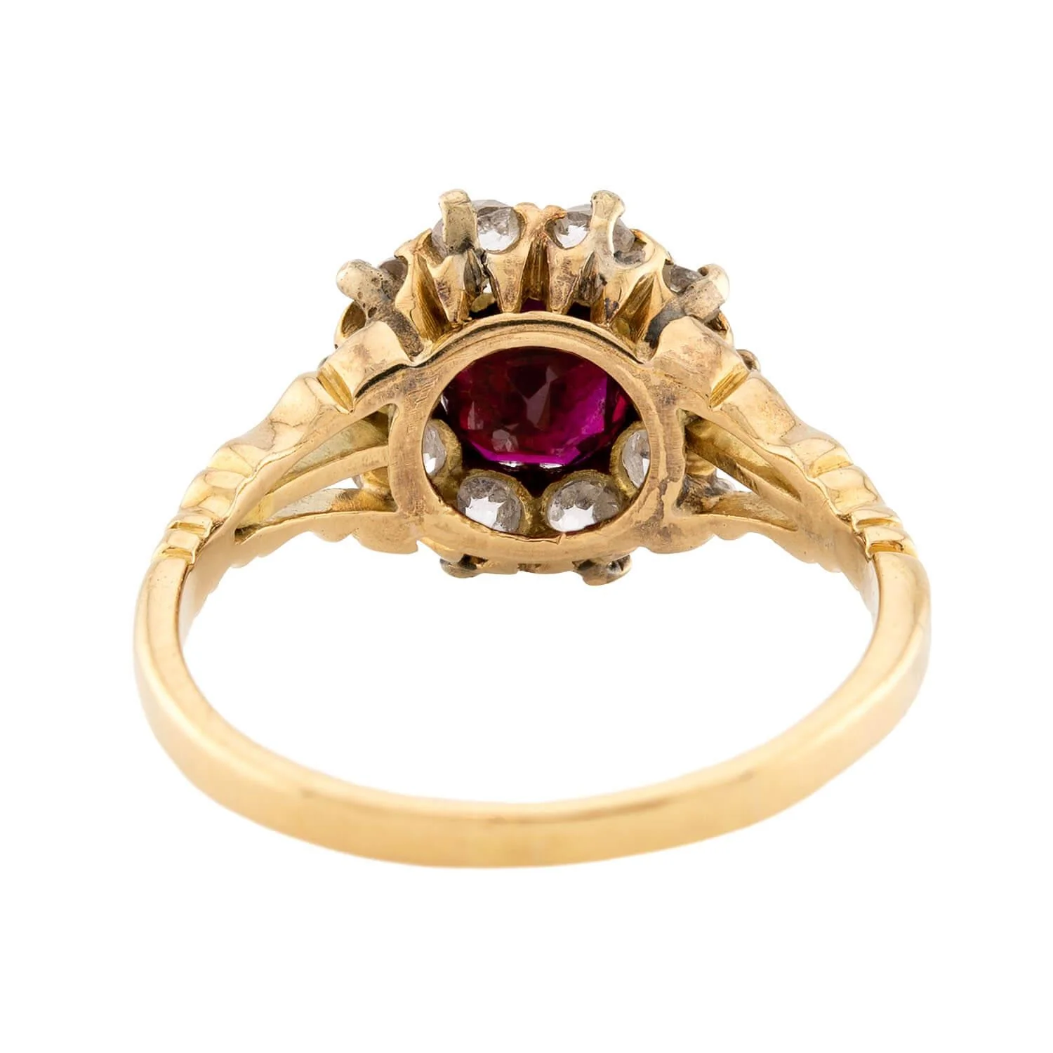 Victorian 18k Ruby & Diamond Halo Ring - Image 5