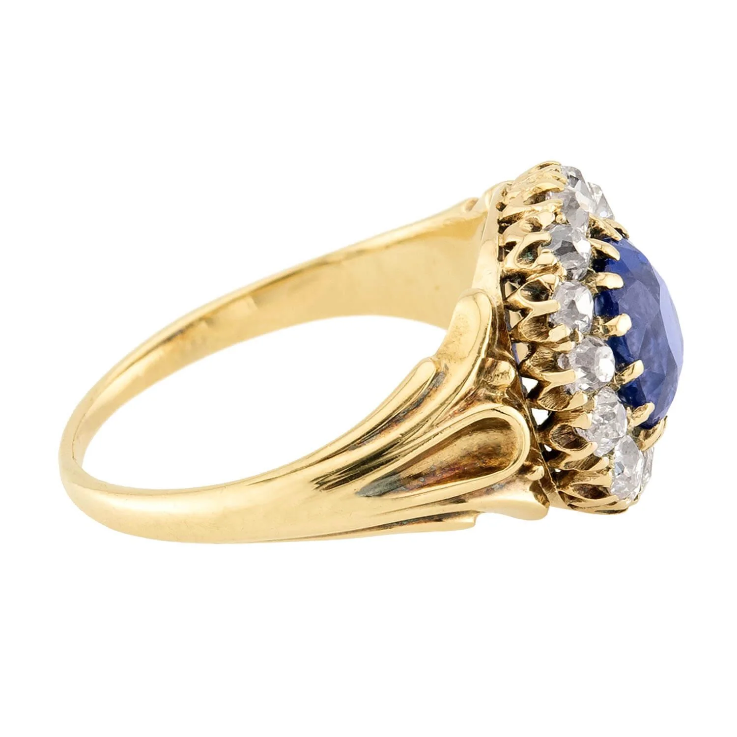 Victorian 18k Sapphire & Diamond Halo Ring - Image 3