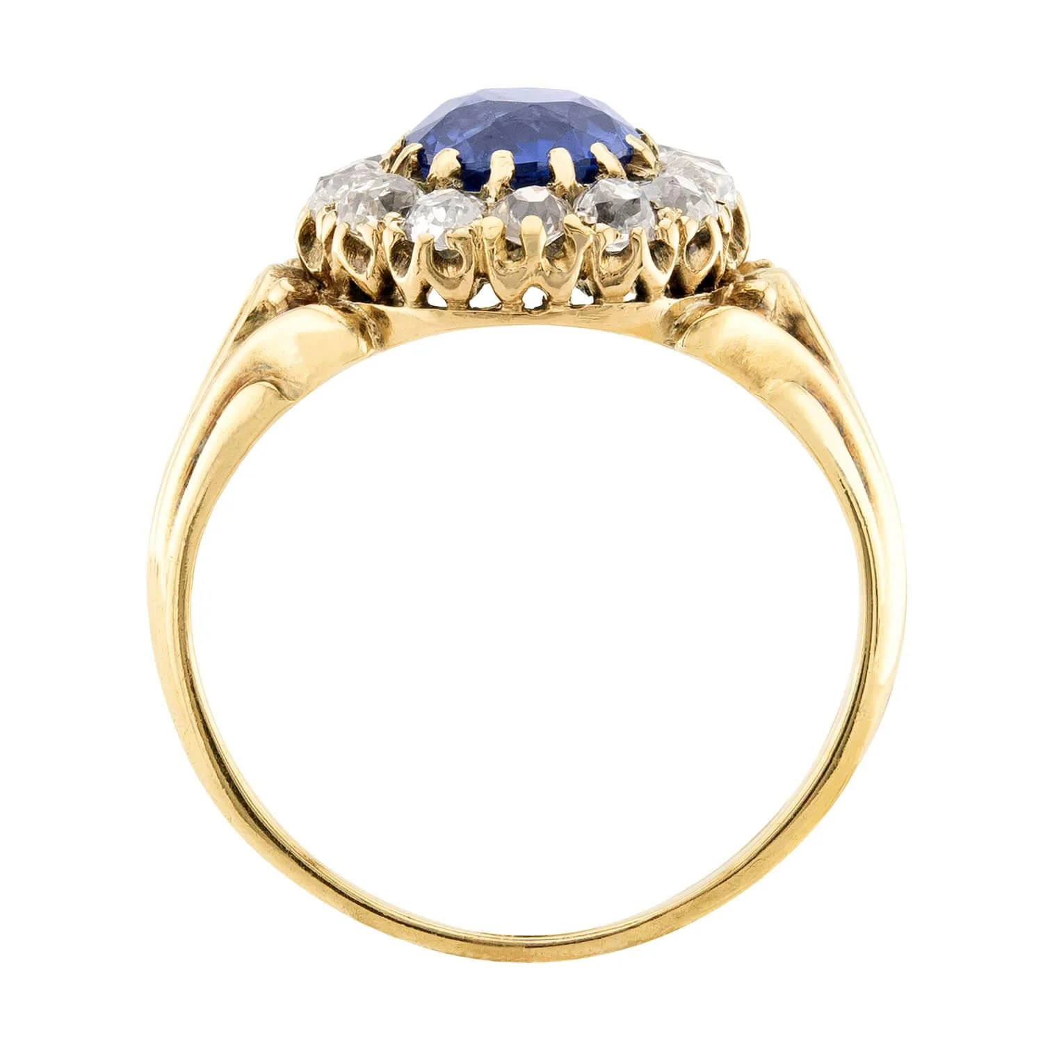 Victorian 18k Sapphire & Diamond Halo Ring - Image 4