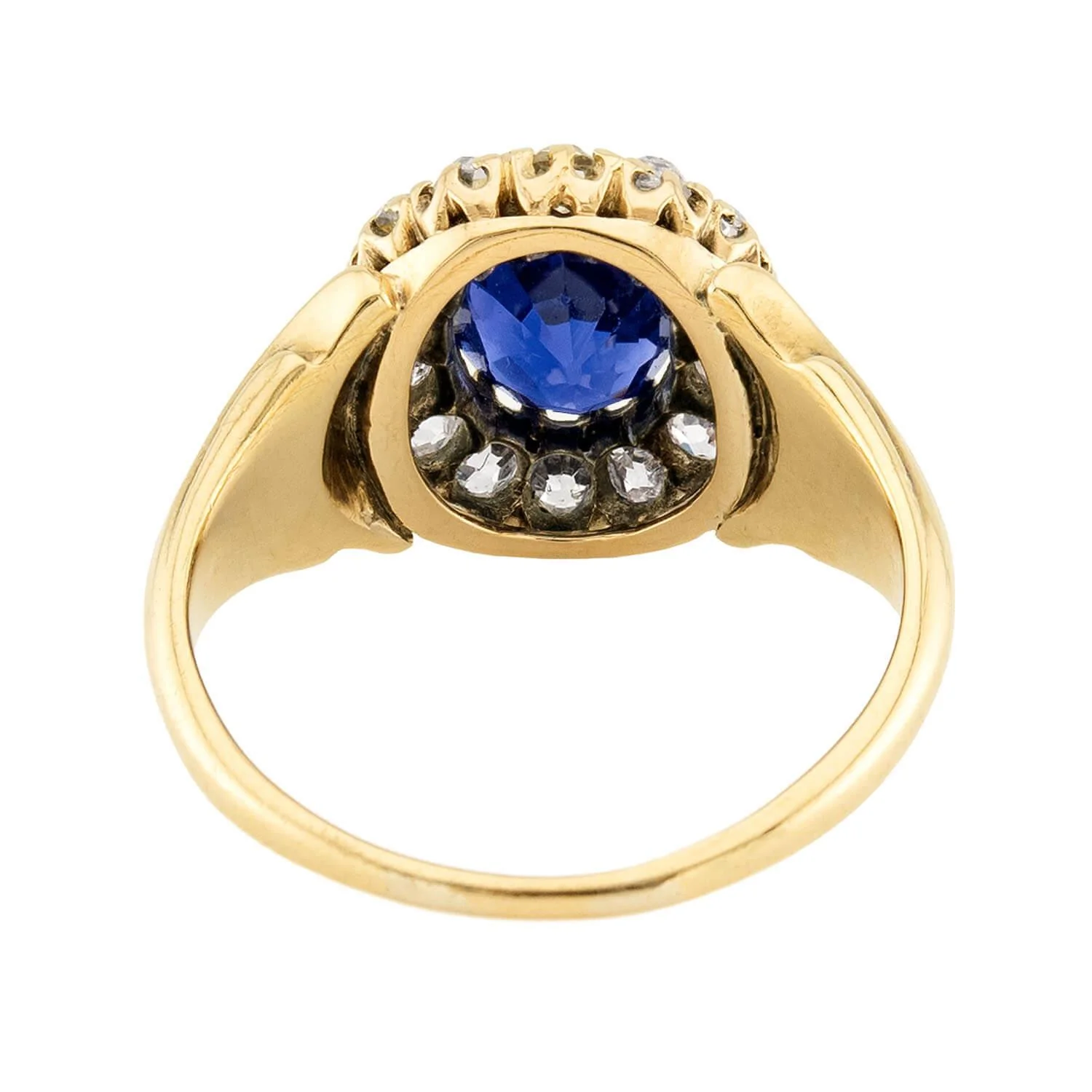 Victorian 18k Sapphire & Diamond Halo Ring - Image 5
