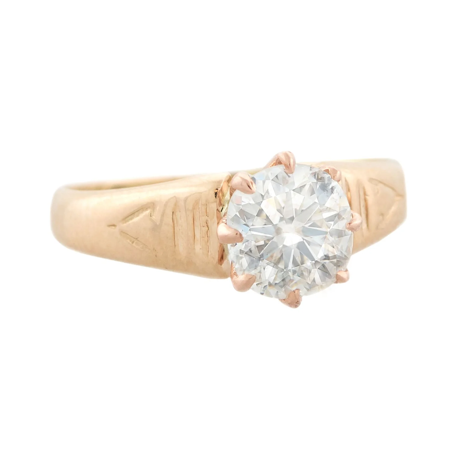 Victorian 18k Solitaire Old Mine Cut Diamond Ring .90ctw - Image 2