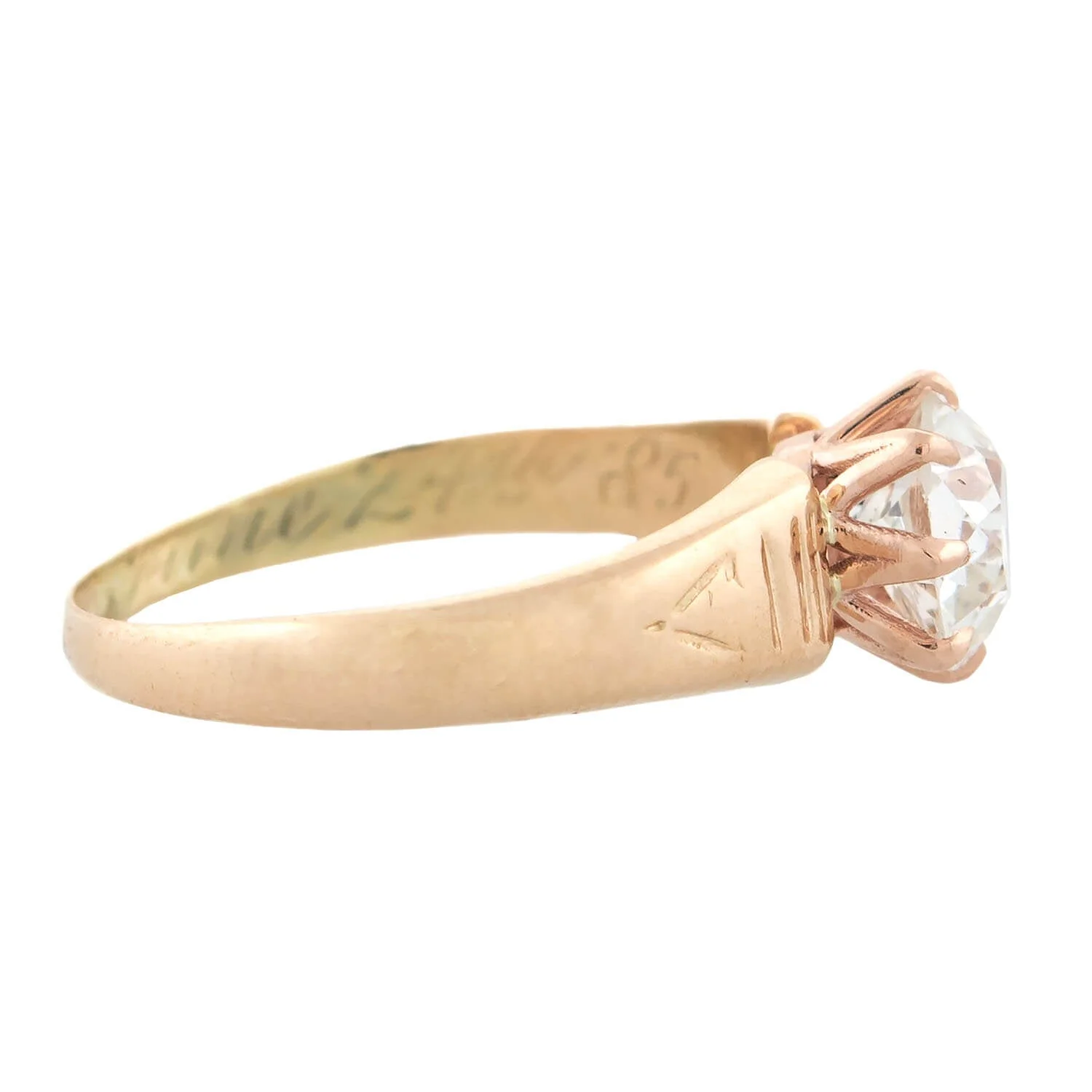 Victorian 18k Solitaire Old Mine Cut Diamond Ring .90ctw - Image 3