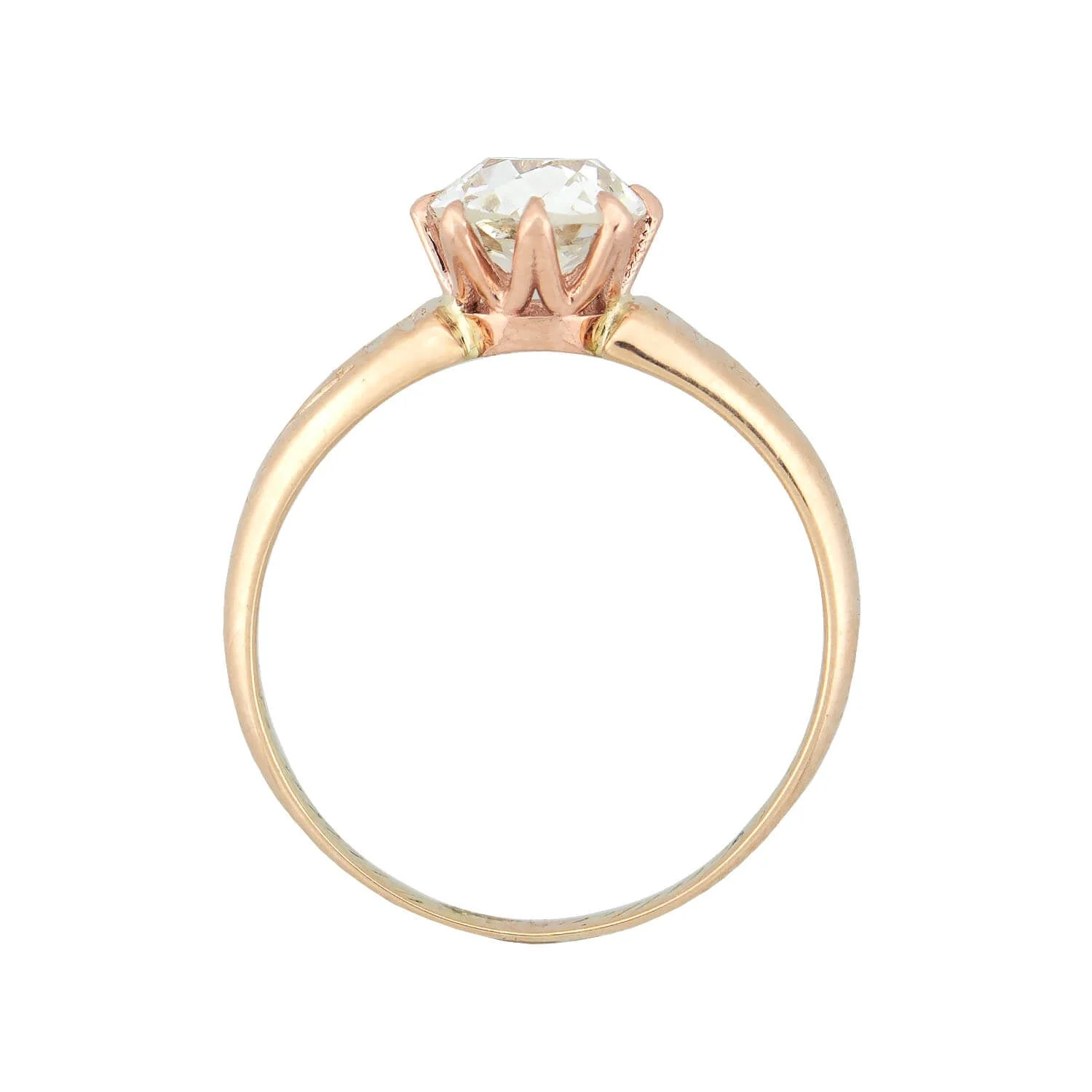 Victorian 18k Solitaire Old Mine Cut Diamond Ring .90ctw - Image 4