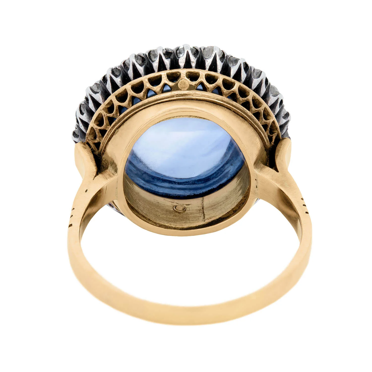 Victorian 18k/Sterling Silver No Heat Ceylon Sapphire and Diamond Ring - Image 5