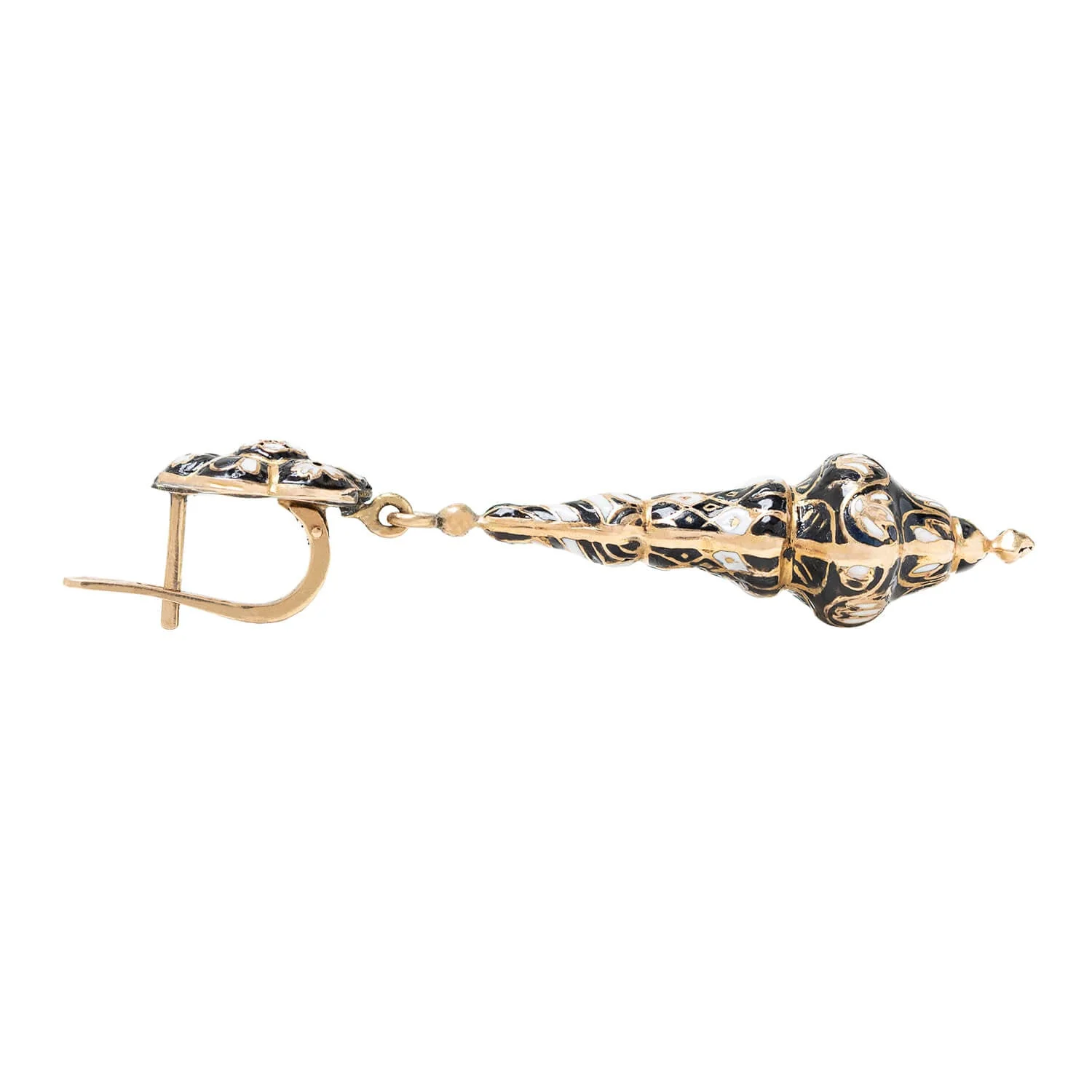 Victorian 18k Swiss Enamel Dangle Earrings - Image 2