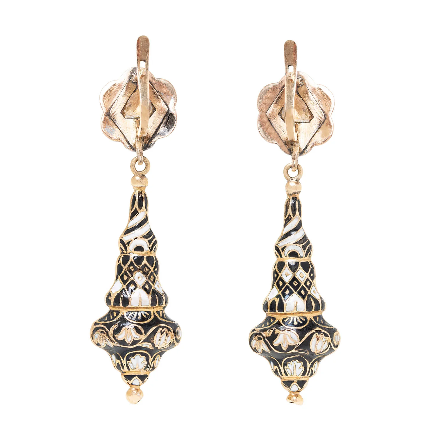 Victorian 18k Swiss Enamel Dangle Earrings - Image 3