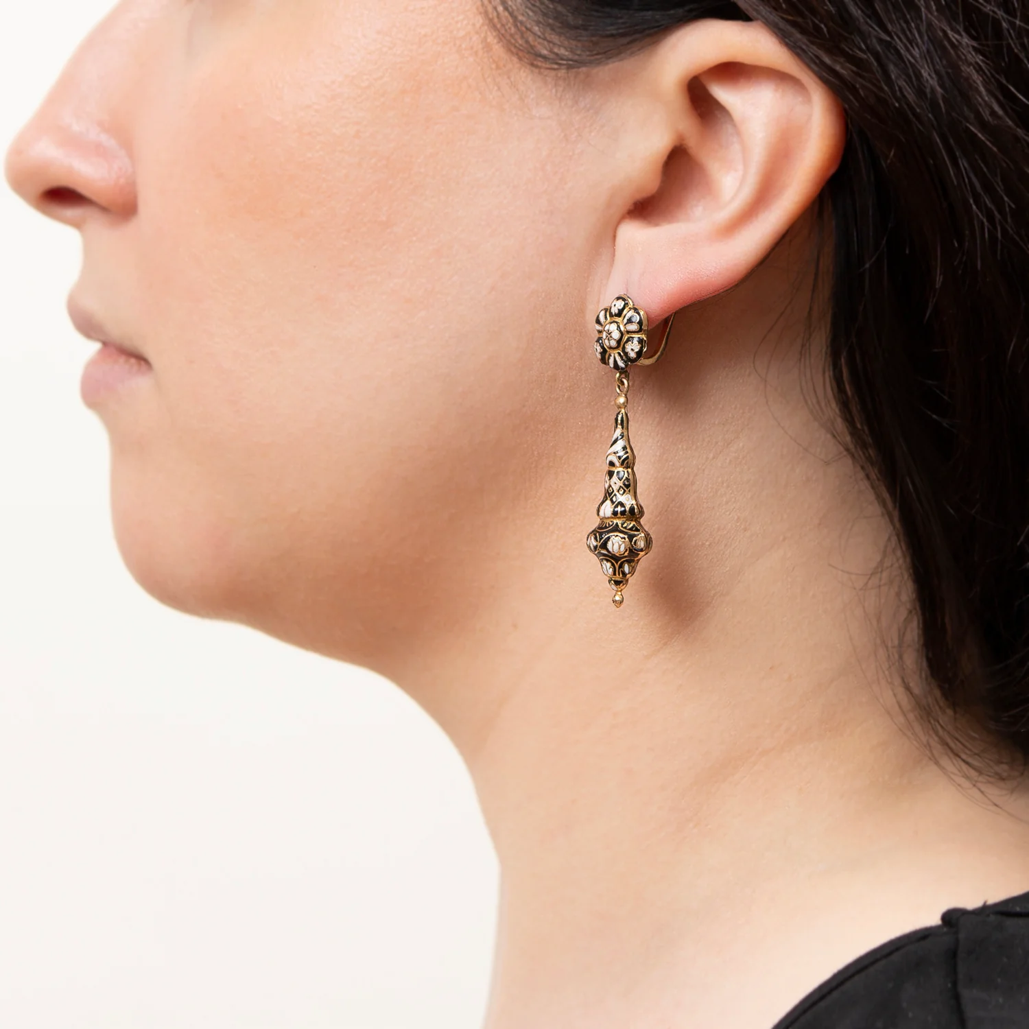 Victorian 18k Swiss Enamel Dangle Earrings - Image 4