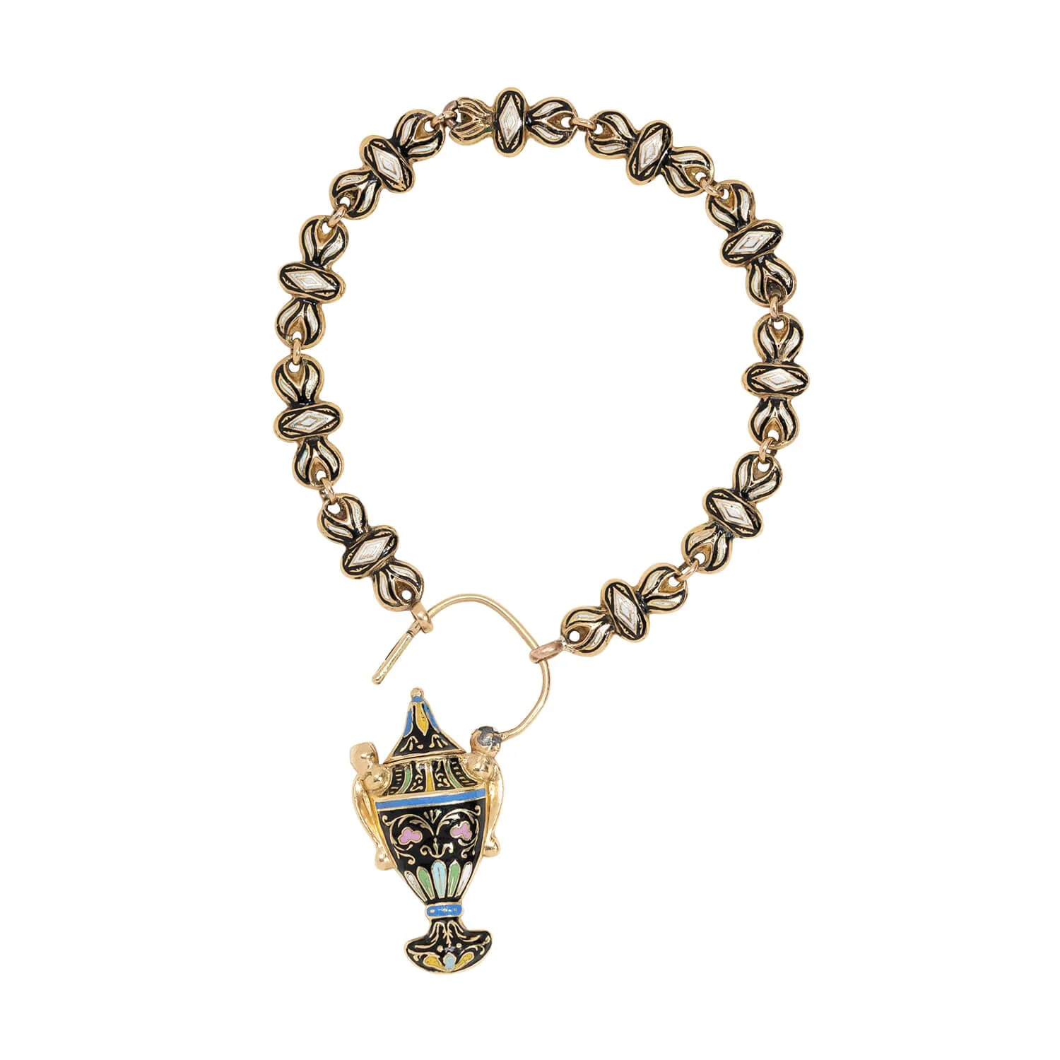 Victorian 18K Swiss Enamel Urn Bracelet - Image 3