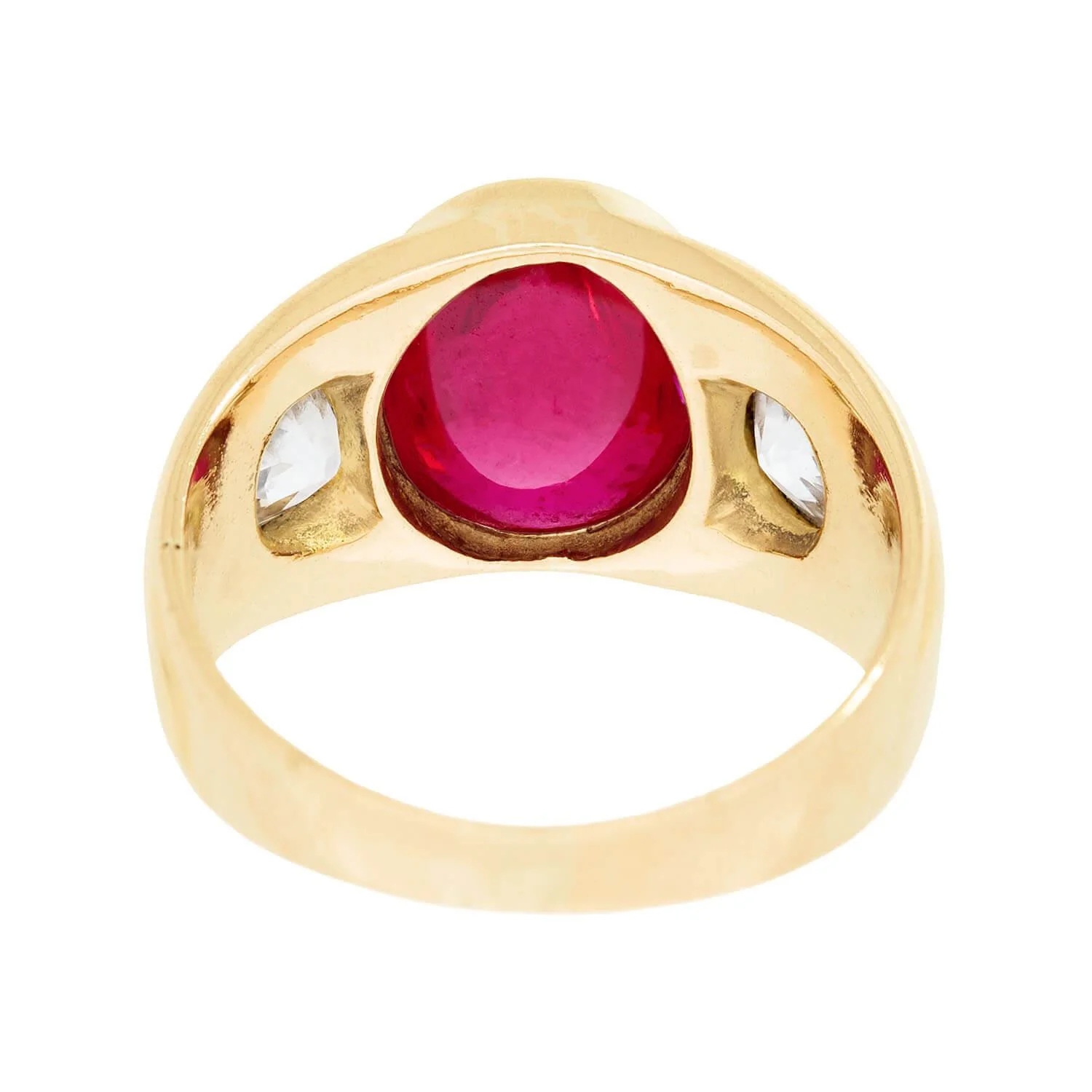 Victorian 18k Synthetic Ruby and Diamond Flush Mount Ring - Image 5