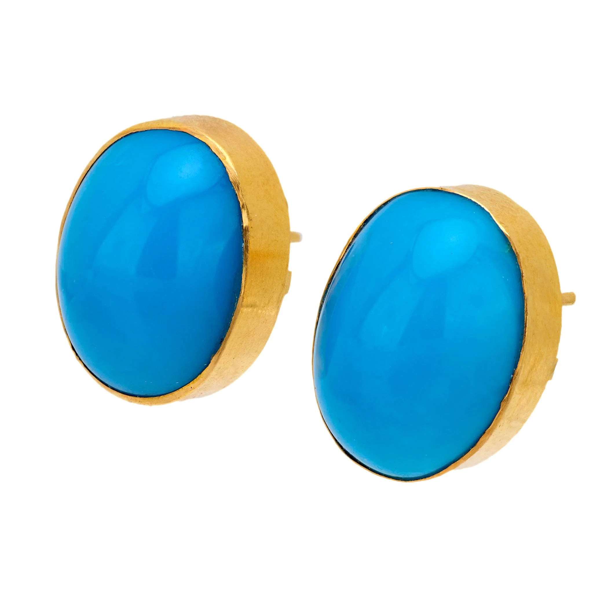 Victorian 18k Turquoise Stud Earrings - Image 3