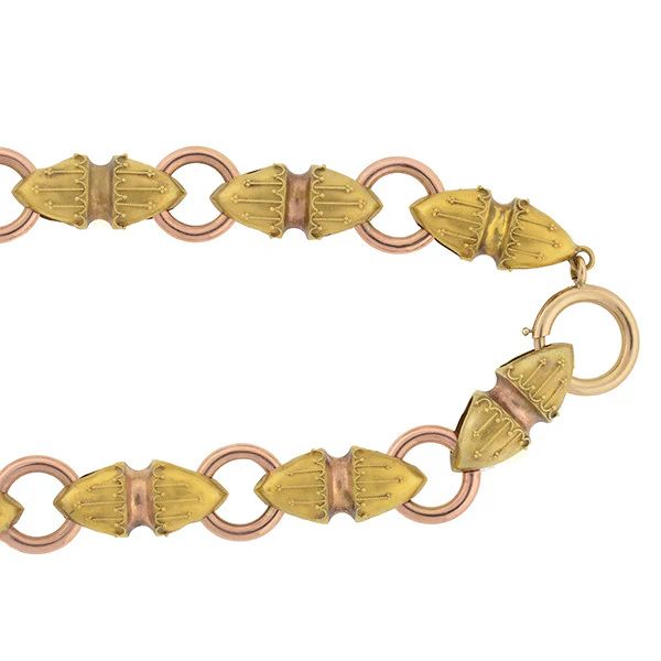 Victorian 18kt Etruscan Urns Book Chain Necklace - Image 3
