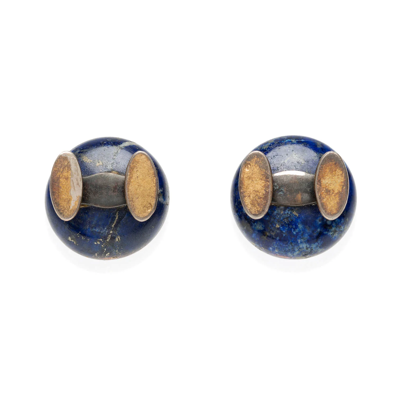 Victorian 18kt, Pearl, Enamel + Carved Lapis Lazuli Earrings, Pendant + Button Set - Image 7