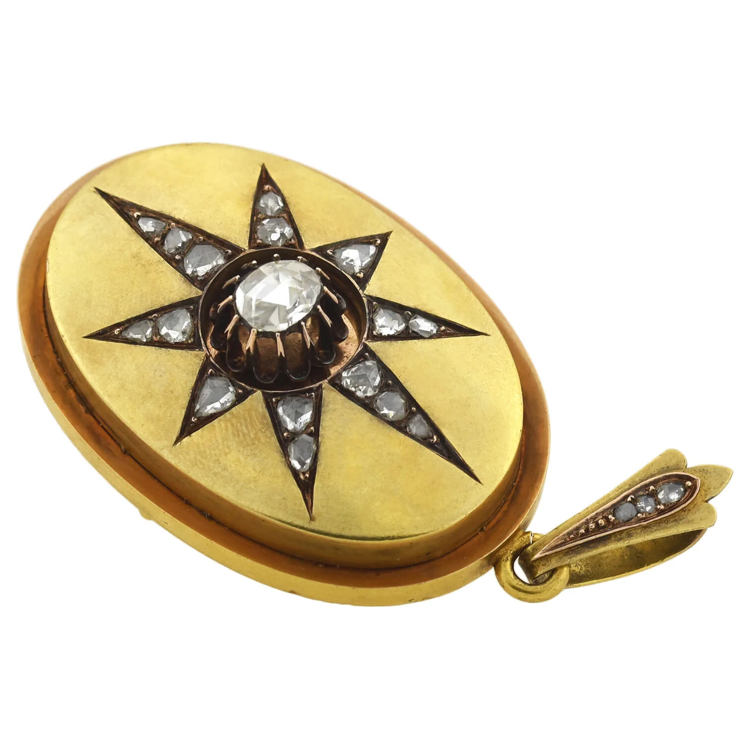 Victorian 18kt Rose Cut Diamond Starburst Locket 1.25ctw - Image 4