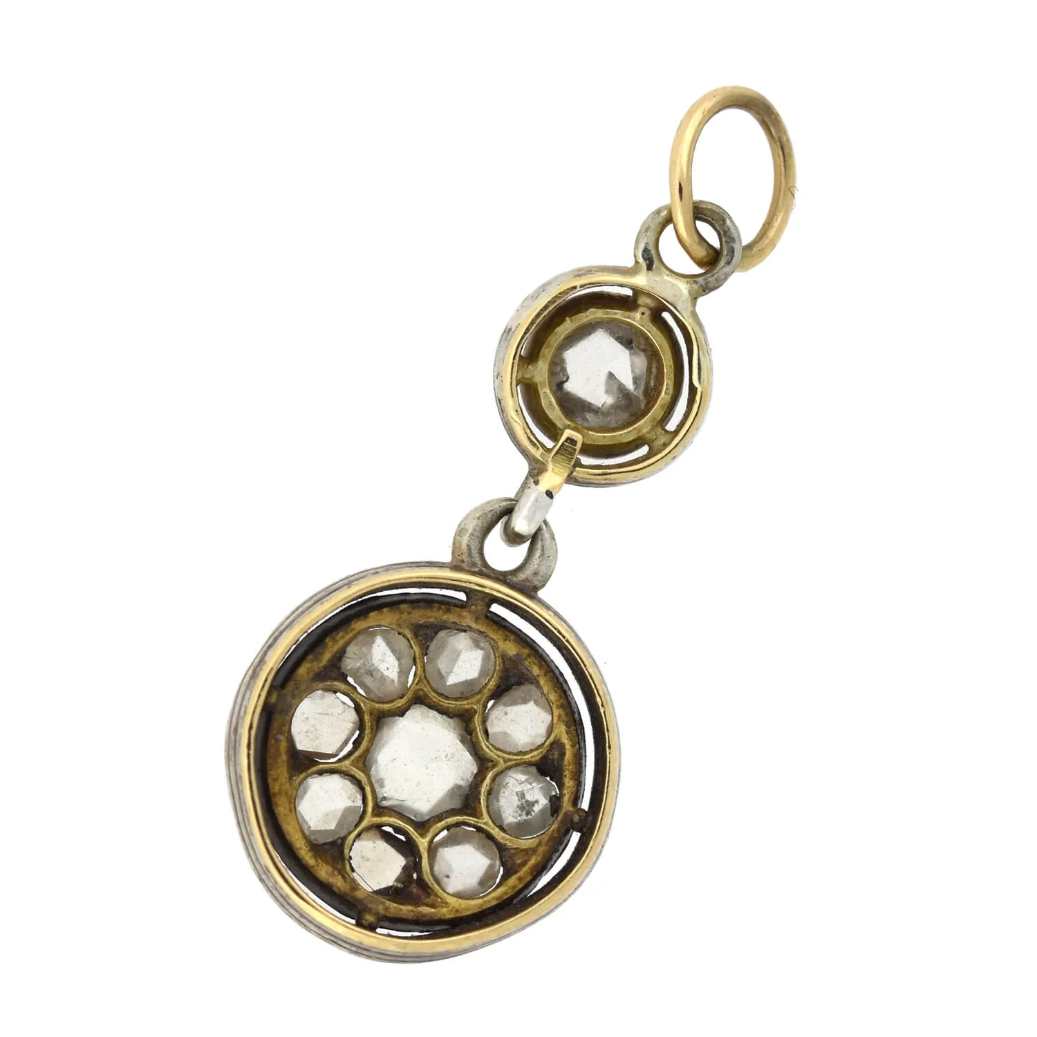 Victorian 18kt/Sterling Rose Cut Diamond Cluster Pendant 1.20ctw - Image 4