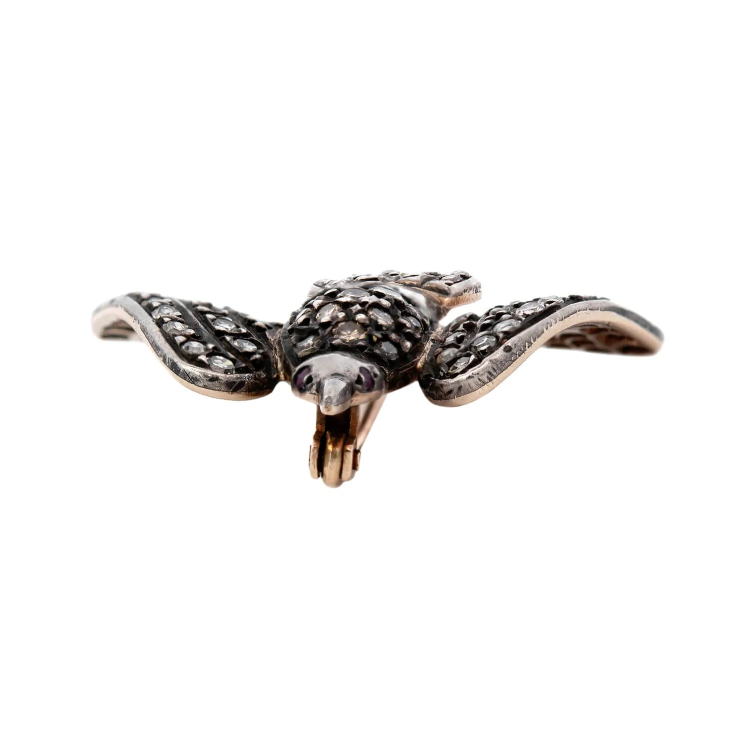 Victorian 18kt/Sterling Silver Diamond "Saint Esprit" Dove Pin 1.20ctw - Image 2