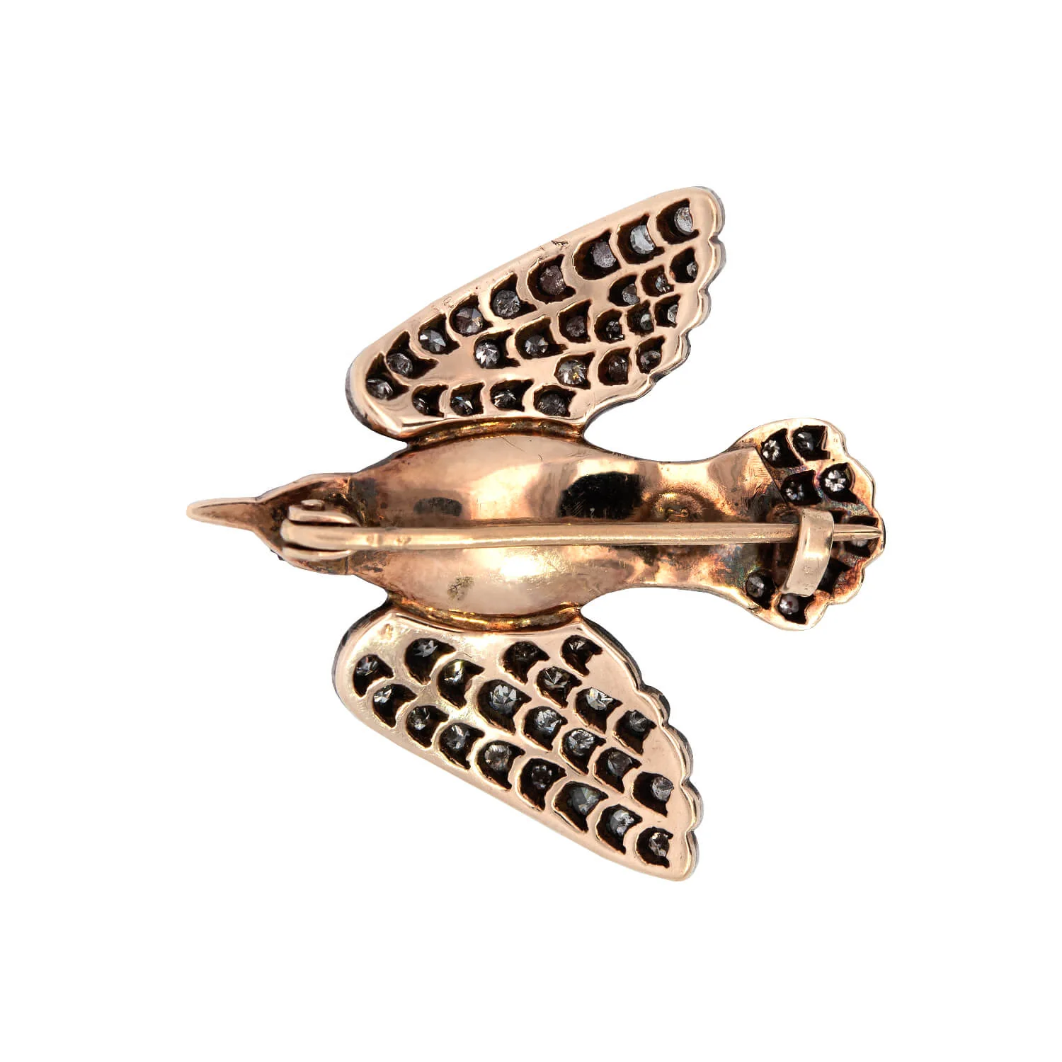 Victorian 18kt/Sterling Silver Diamond "Saint Esprit" Dove Pin 1.20ctw - Image 4