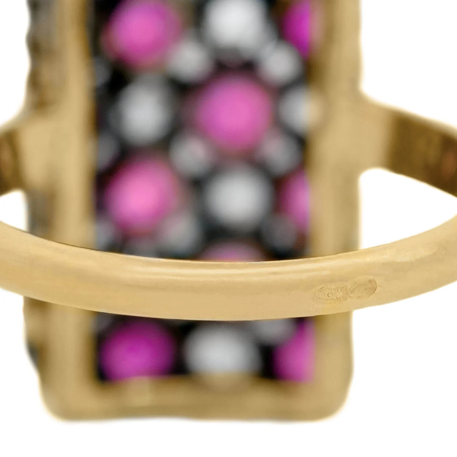 Victorian 18kt/Sterling Silver Ruby and Diamond Checkerboard Ring - Image 6
