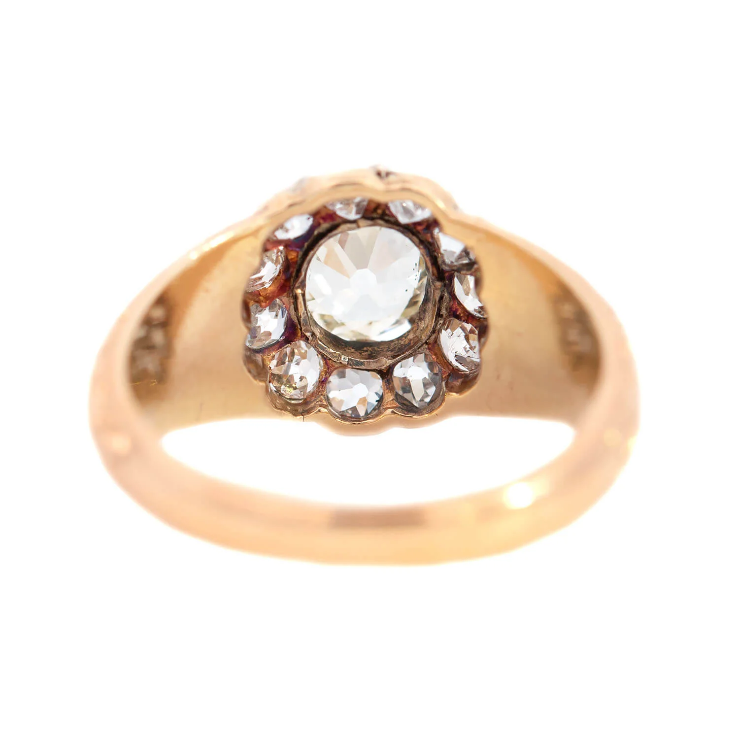 Victorian 22k/Sterling Silver Diamond Cluster Engagement Ring 1.35ct - Image 5