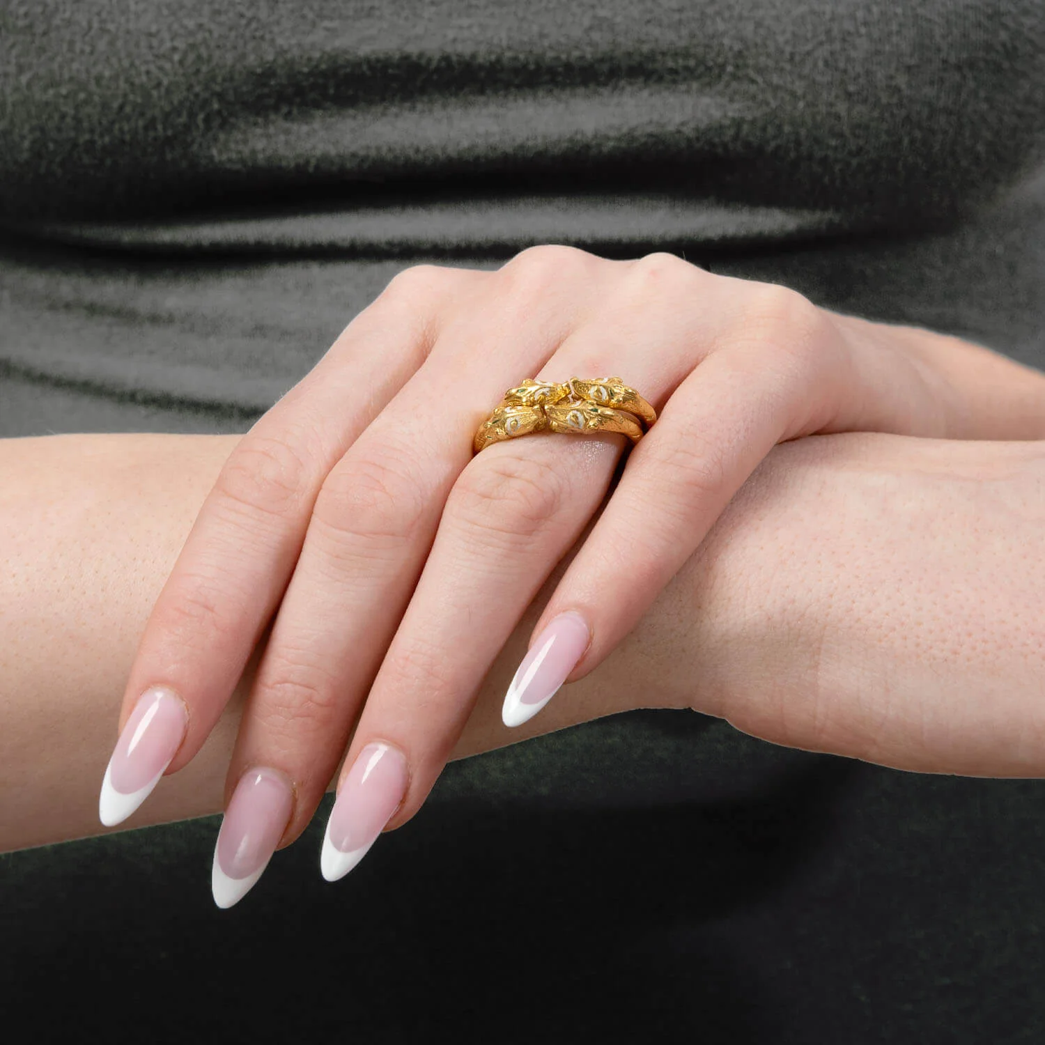 Victorian 24k Renaissance Revival Enamel Figural Ring Set - Image 6