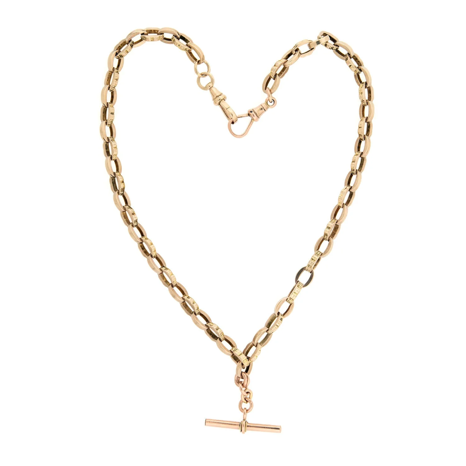 Victorian 9k Gold Fancy Link Watch Chain Necklace 16.5" 23.2g - Image 2