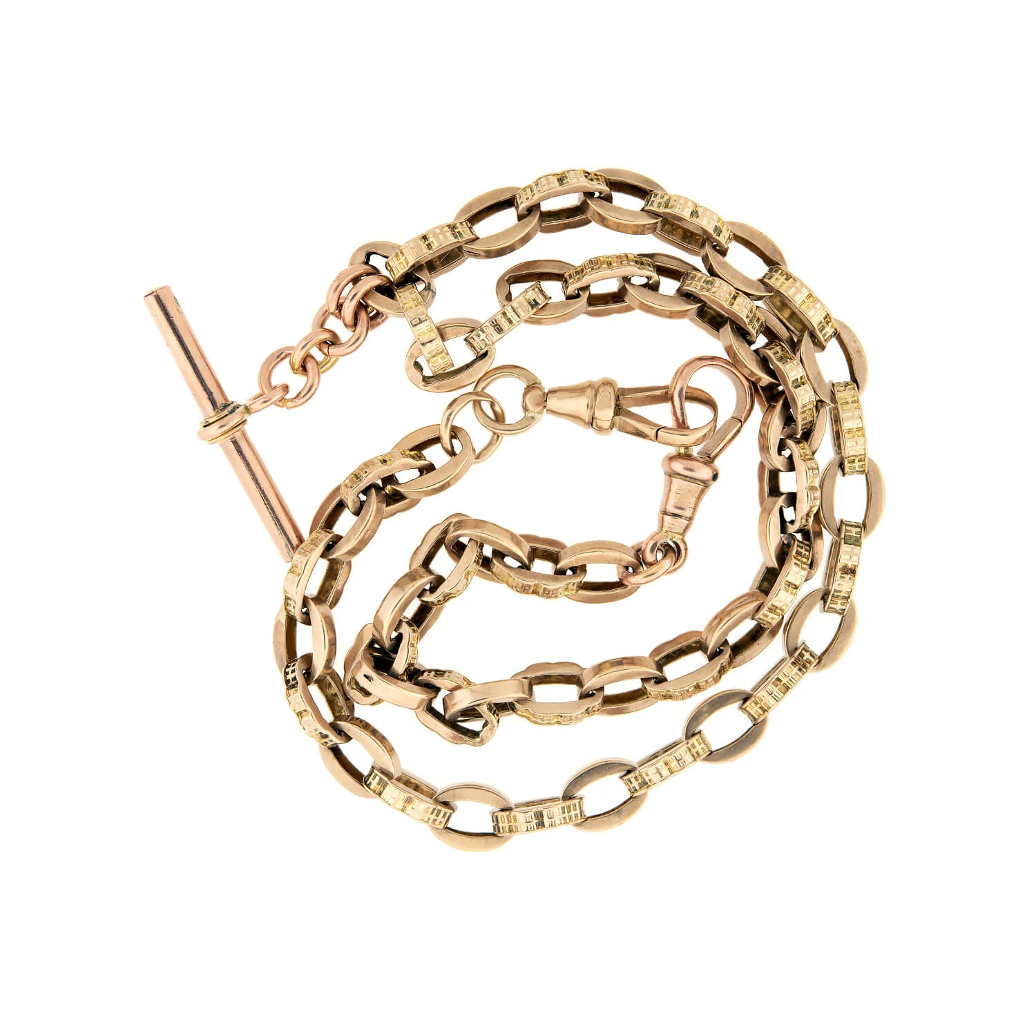 Victorian 9k Gold Fancy Link Watch Chain Necklace 16.5" 23.2g - Image 4