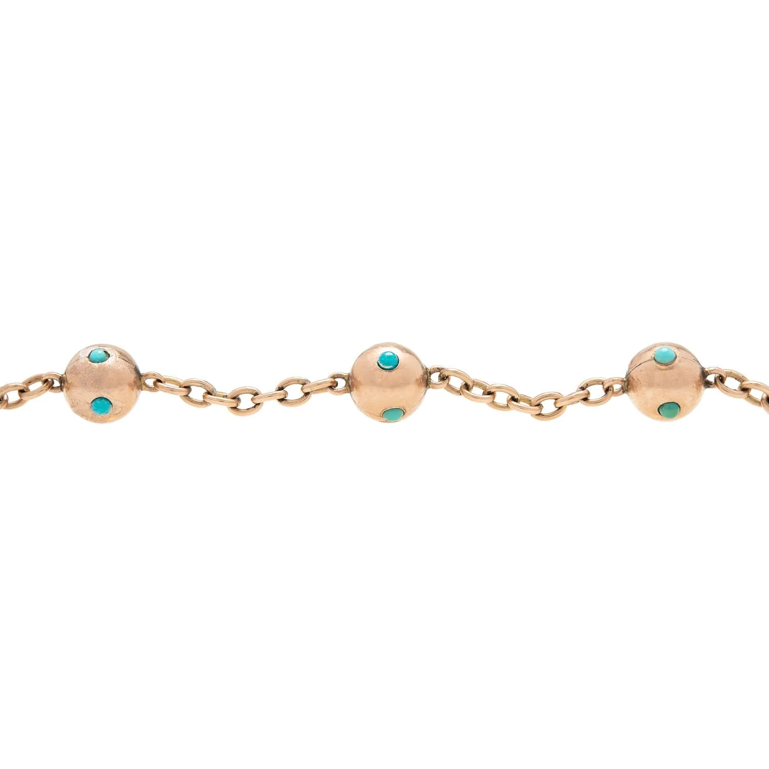 Victorian 9k Gold Turquoise Ball Link Bracelet - Image 3