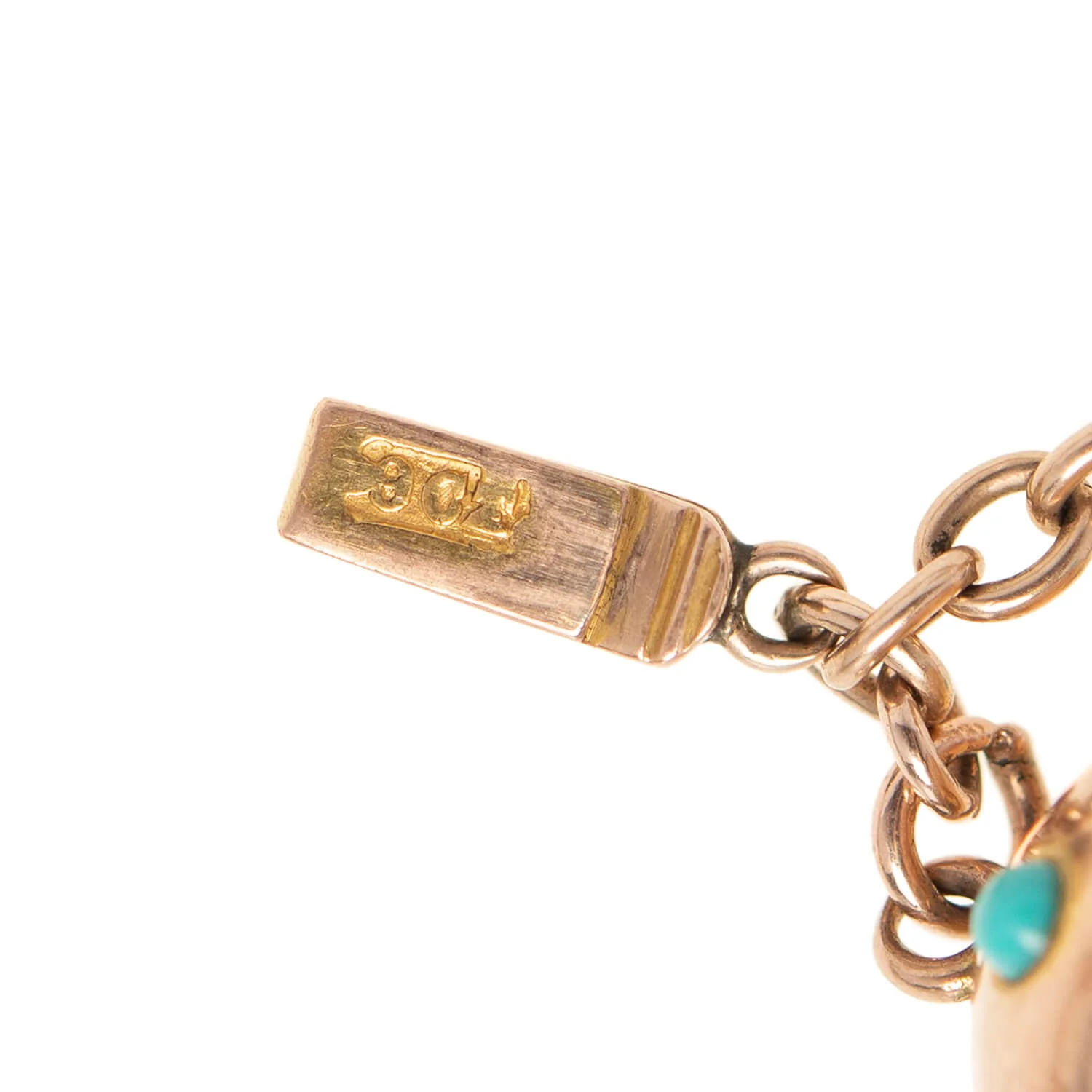 Victorian 9k Gold Turquoise Ball Link Bracelet - Image 5