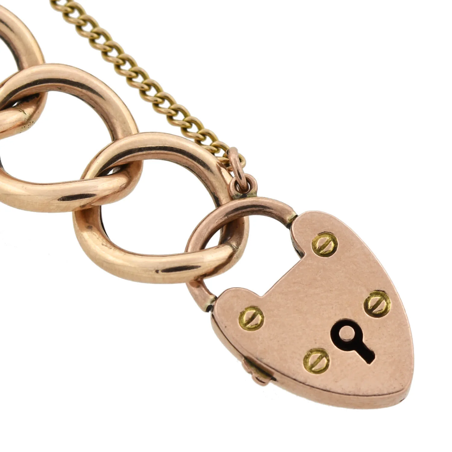 Victorian 9kt/14kt Link Bracelet with Padlock Heart Clasp 11.4dwt - Image 3
