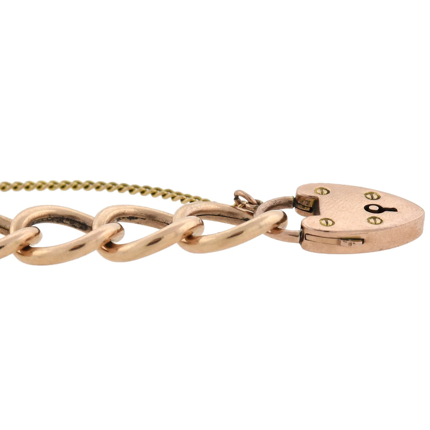Victorian 9kt/14kt Link Bracelet with Padlock Heart Clasp 11.4dwt - Image 4