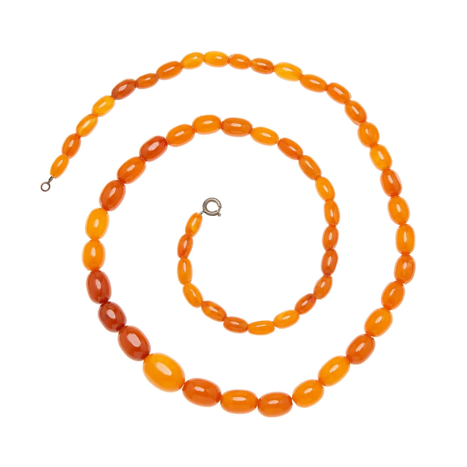 Victorian Baltic Yoke Amber Bead Necklace 25" - Image 4