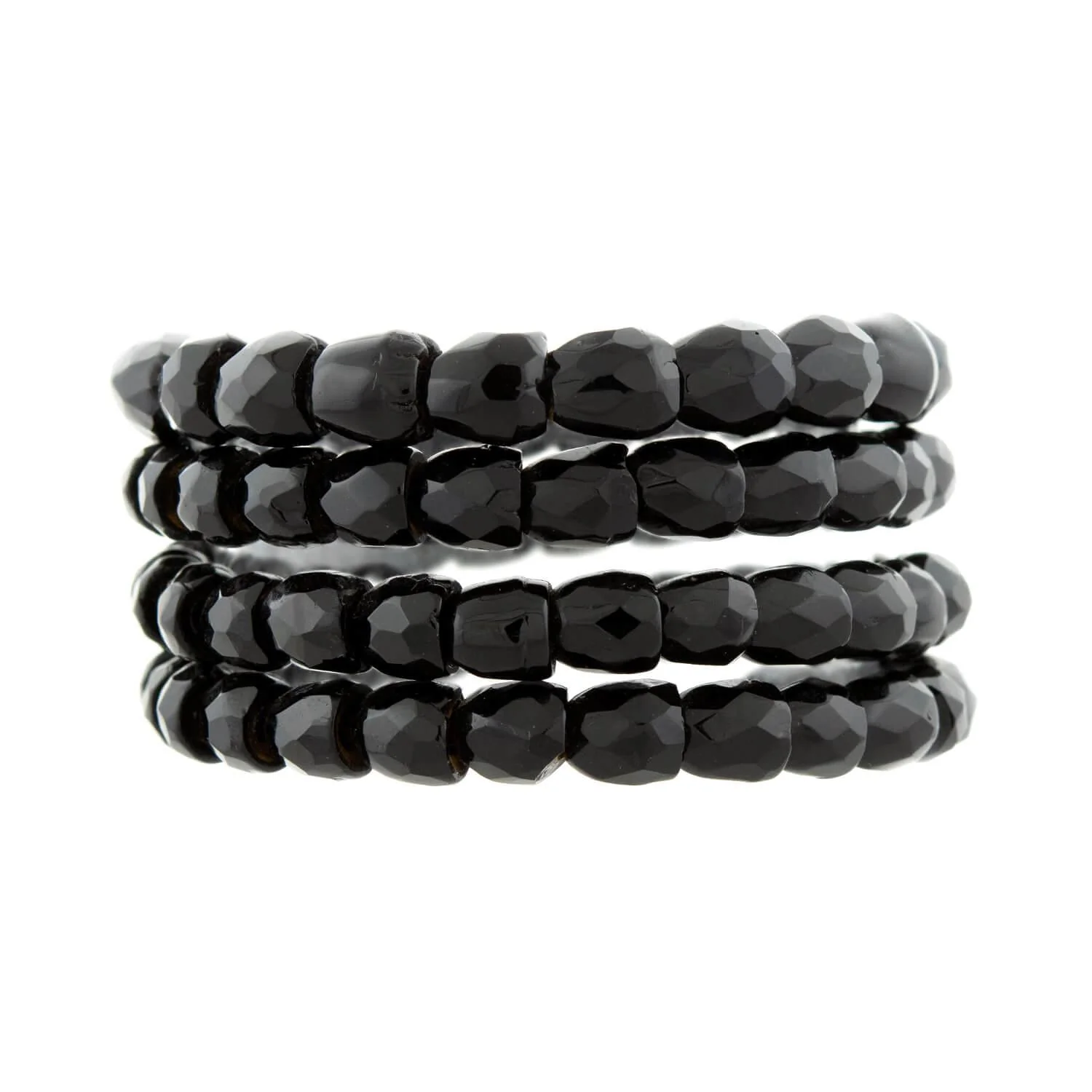 Victorian Carved Jet Glass Snake Wrap Bracelet - Image 4