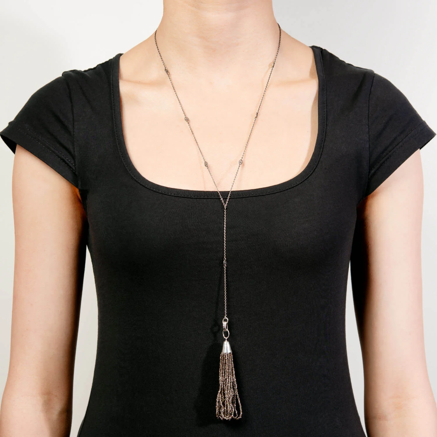 Victorian Cut Steel Fringe Tassel Pendant Necklace - Image 6
