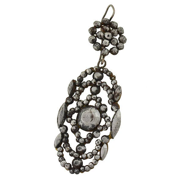 Victorian Cut Steel Large Dangling Earrings - Image 2