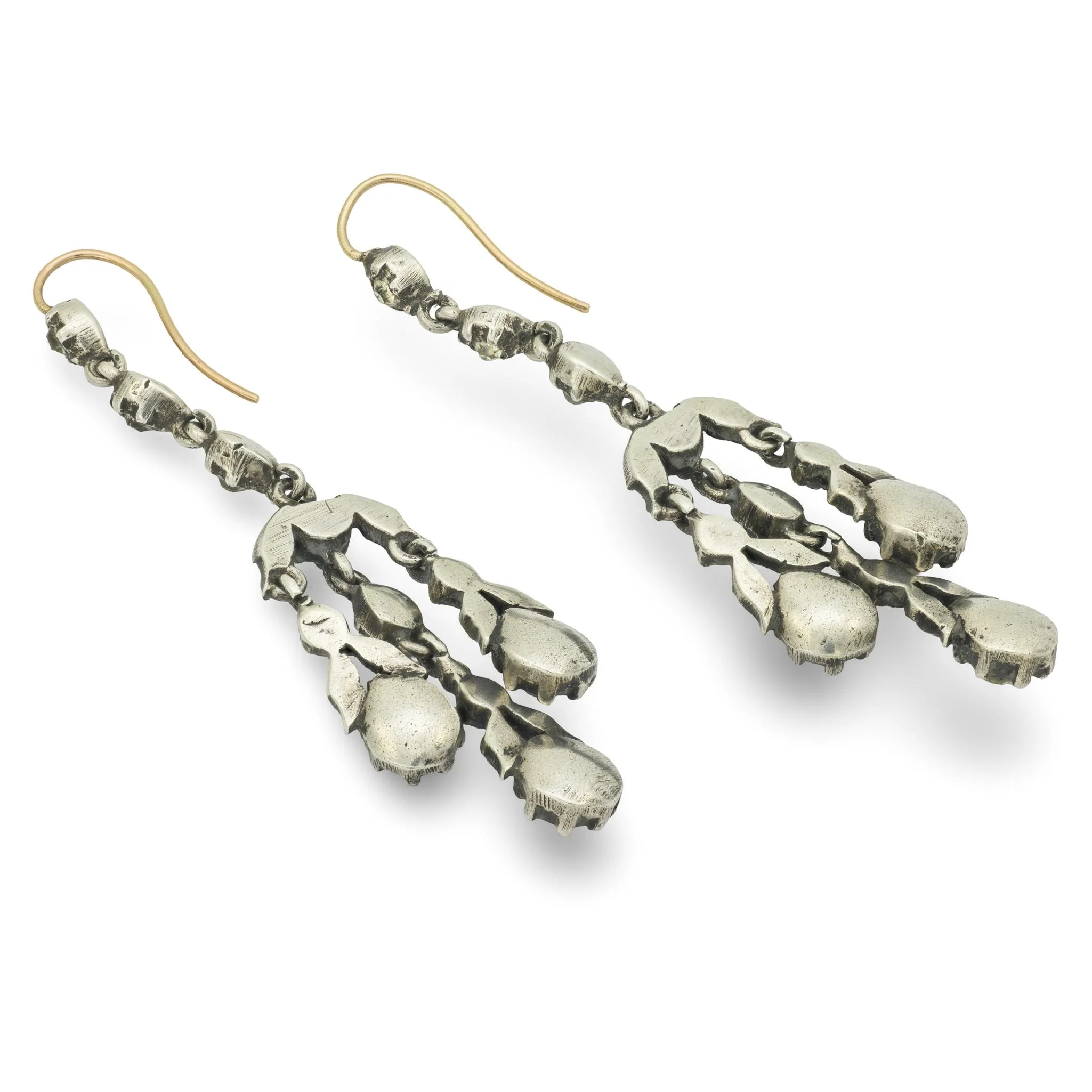 Victorian English 15k/Sterling Silver Paste Chandelier Earrings - Image 3