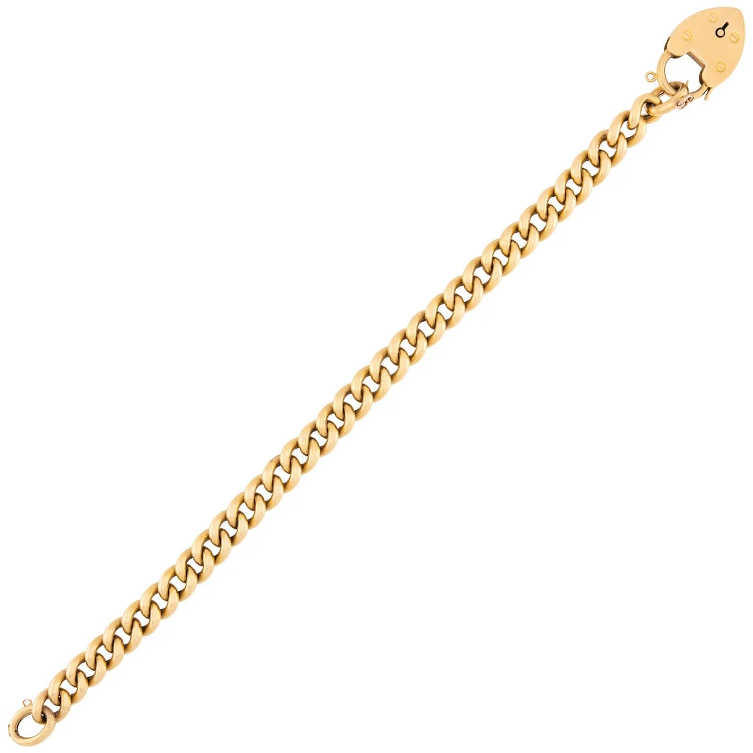 Victorian English 18k Cuban Link Heart Padlock Bracelet - Image 2