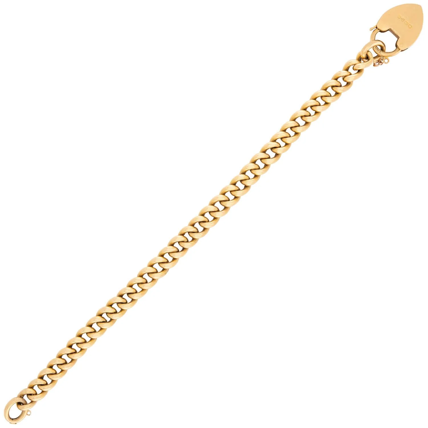 Victorian English 18k Cuban Link Heart Padlock Bracelet - Image 6