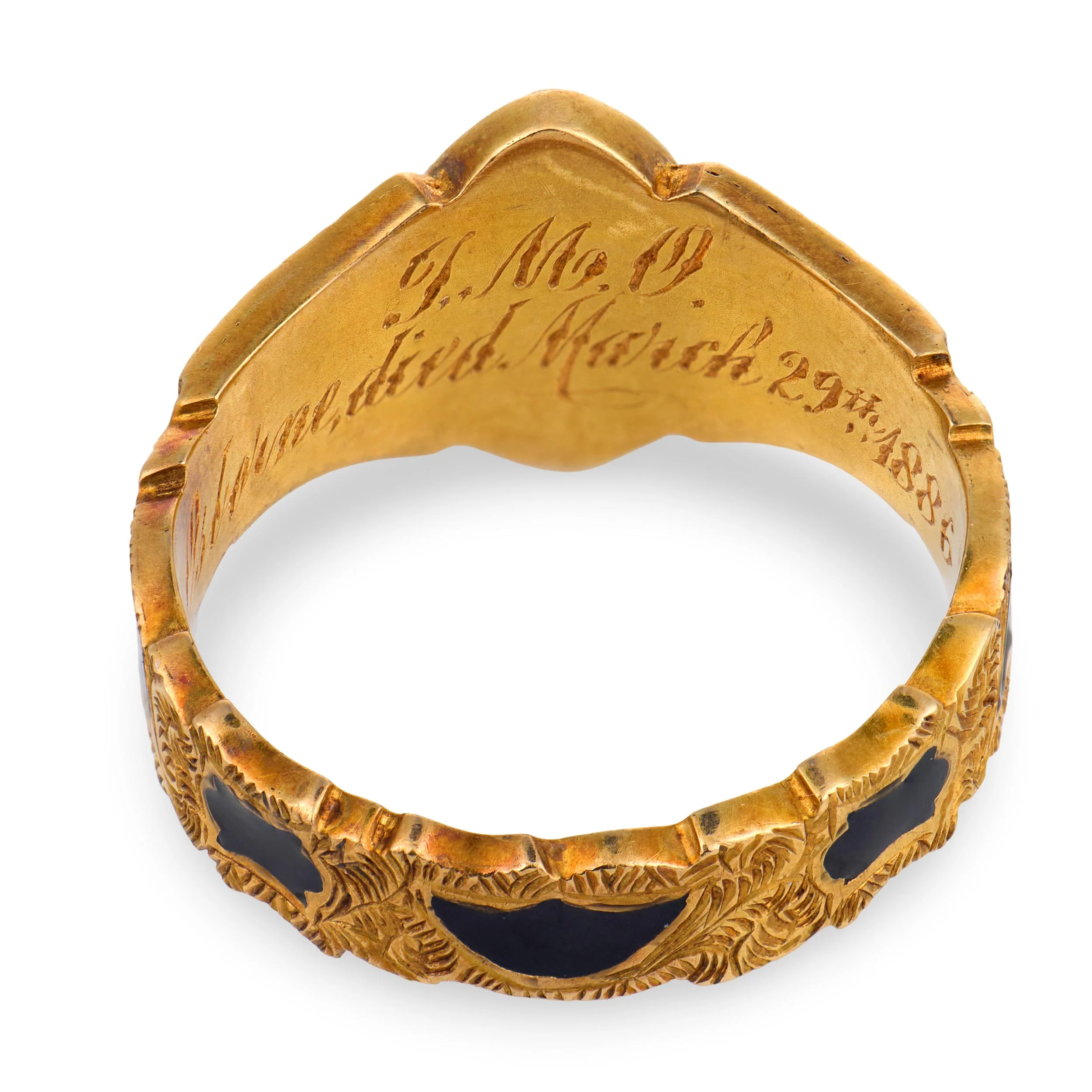 Victorian English 18k Pearl & Enamel Mourning Ring - Image 5