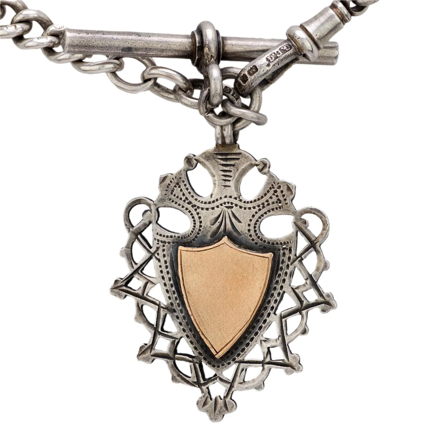 Victorian English 9k/Sterling Silver Medallion Pendant Necklace - Image 2
