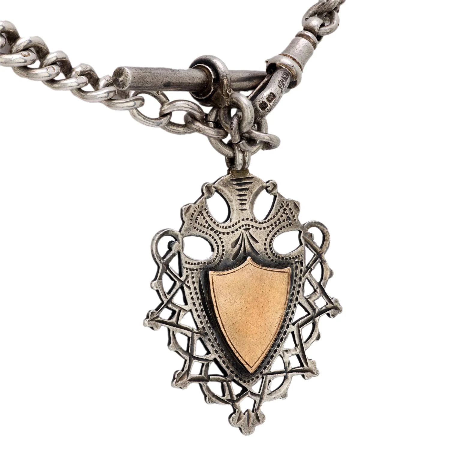 Victorian English 9k/Sterling Silver Medallion Pendant Necklace - Image 3